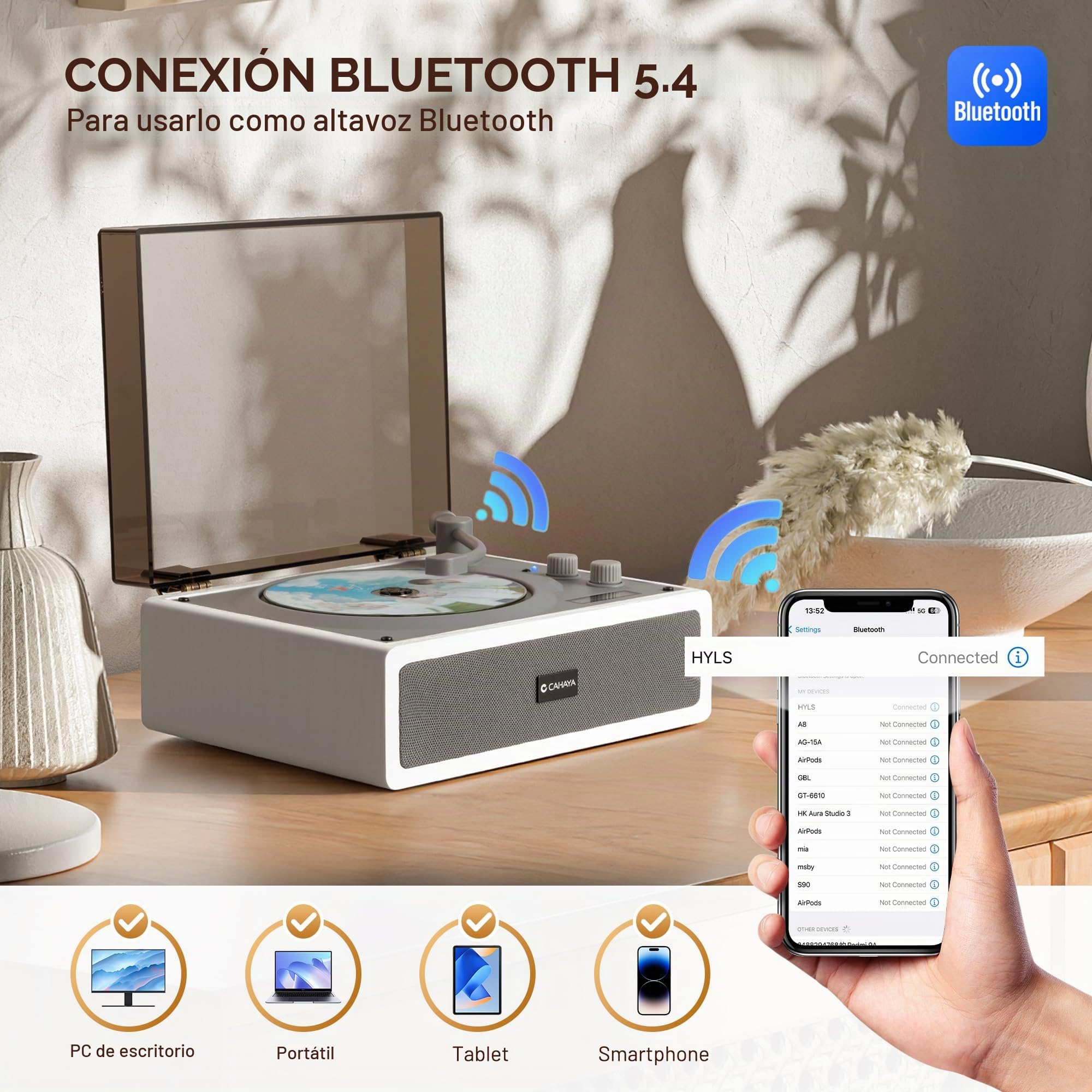 CAHAYA Reproductor de CD Portátil para Uso en el Hogar con Altavoces Hi-Fi Duales Integrados, Control Remoto y Conexión para Teléfono y PC Perfecto como Regalo