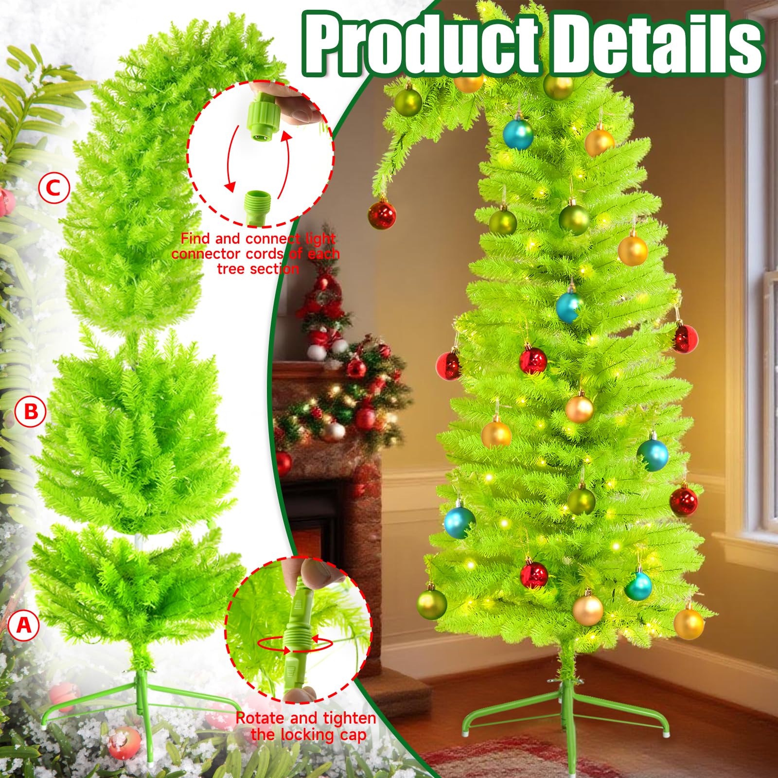 Amazon.com: 5FT Whimsical Christmas Tree Prelit, Artificial Bent