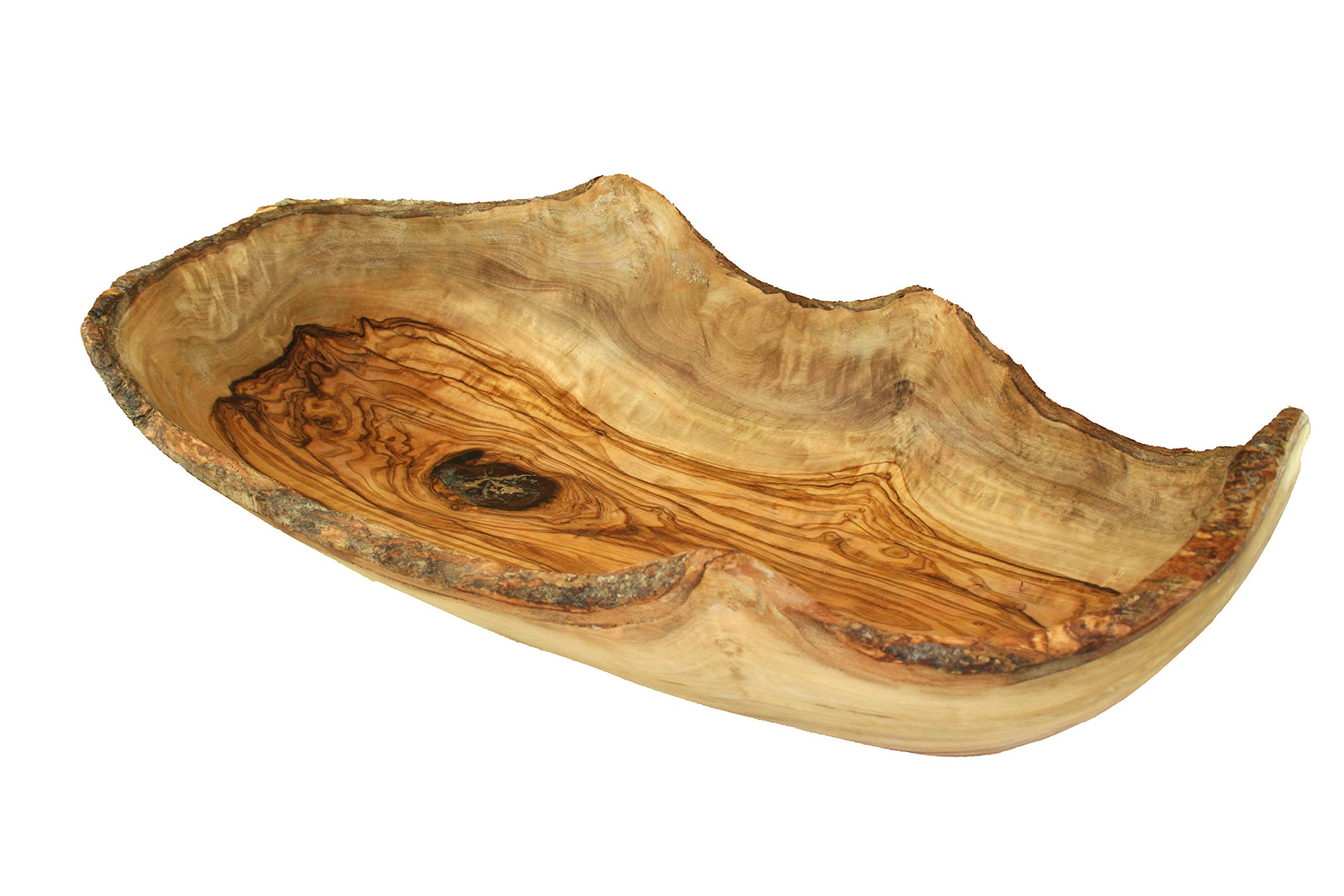 D.O.M.® Corbeille à fruits rustique en bois d'olivier naturel en 5 tailles (longueur 30-33 cm)