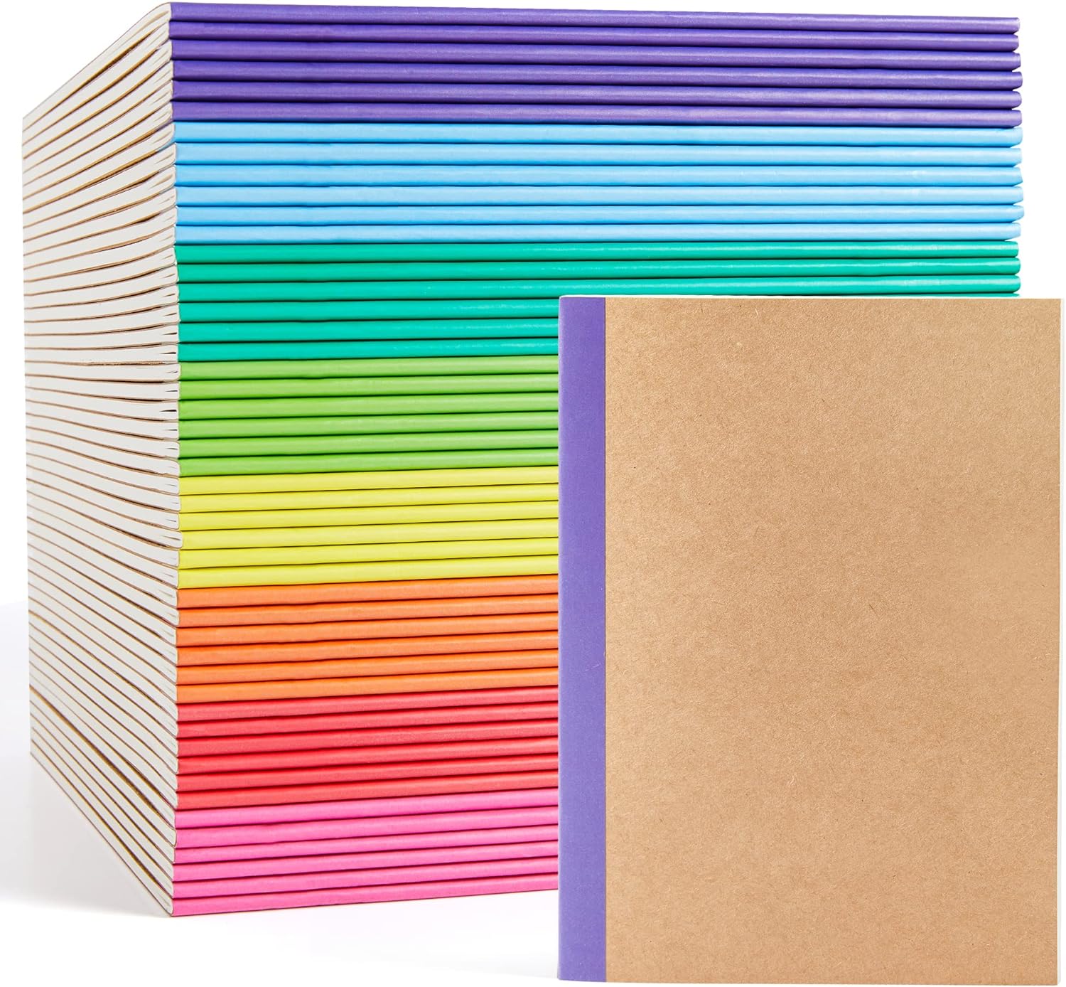 feela 48 Pack Composition Notebooks Bulk, Kraft Cover