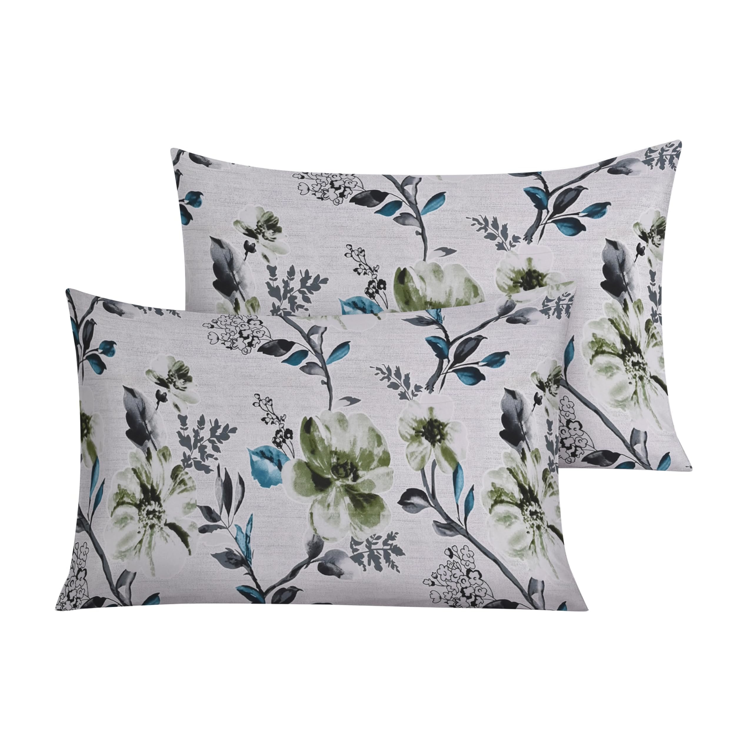 RAYBedding Luxury Printed Floral Pillowcases Pair – 50x75cm with Envelope Flap, Soft Printed Pillow Covers