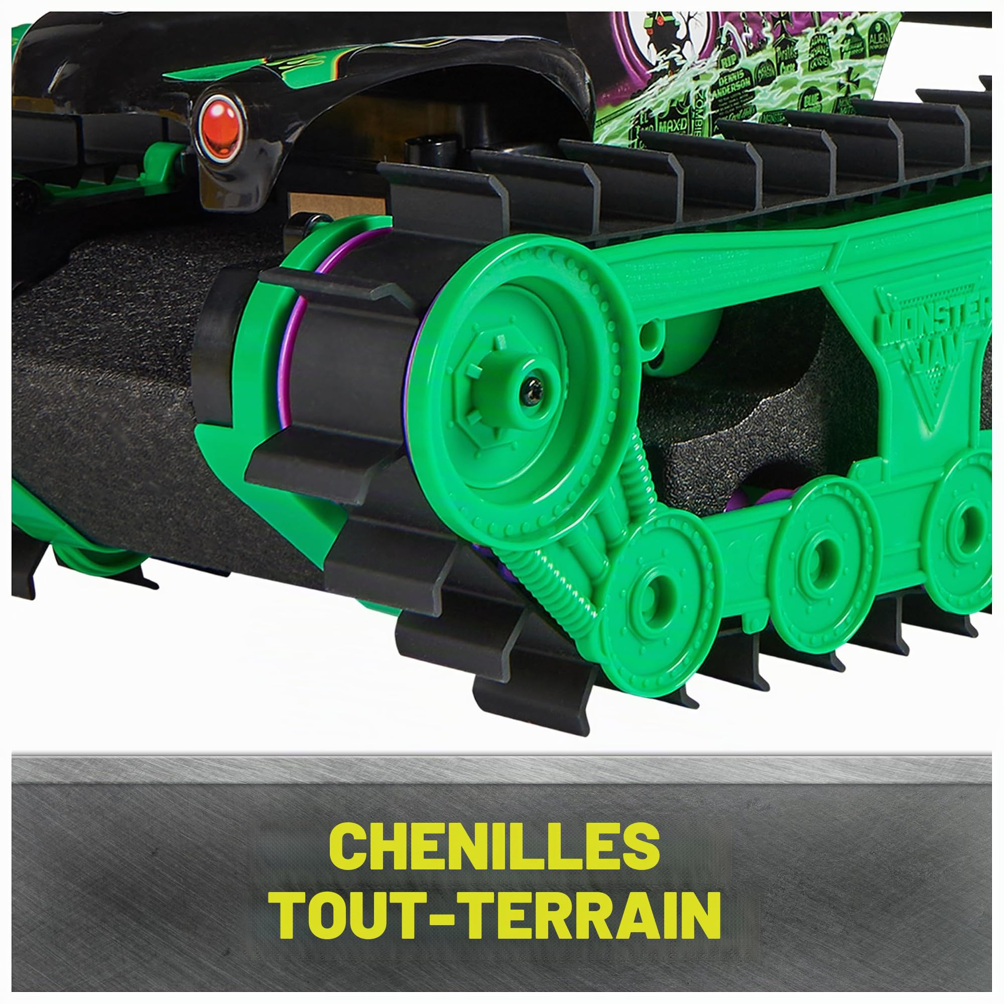 Monster Jam, Grave Digger Trax Véhicule d'extérieur télécommandé, échelle 1:15, Jouets pour Enfants pour garçons et Filles à partir de 4 Ans