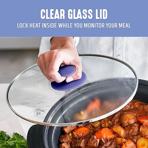 Vista 80 de GreenLife Olla de cocción lenta, cerámica no tóxica sin PFAS, antiadherente, extraíble, tazón interior, programable, apto para familias, mantiene