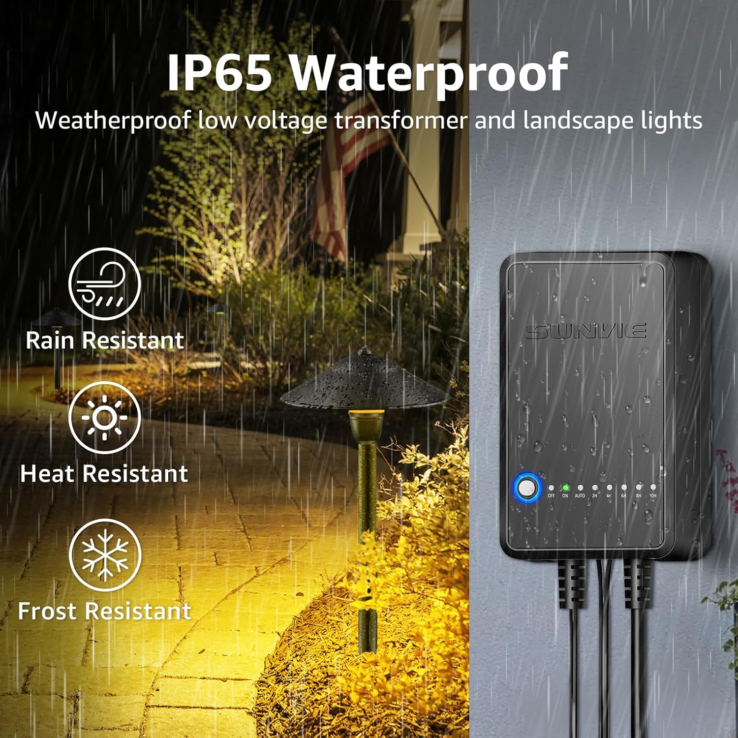 SUNVIE All-in-One RGBW Landscape Lighting Kit, 8 Pack Color Changing Low Voltage Landscape Lights with Connector Transformer 100FT Wire, 3W Multi-Color Pathway Lights for Holiday Walkway Garden Yard