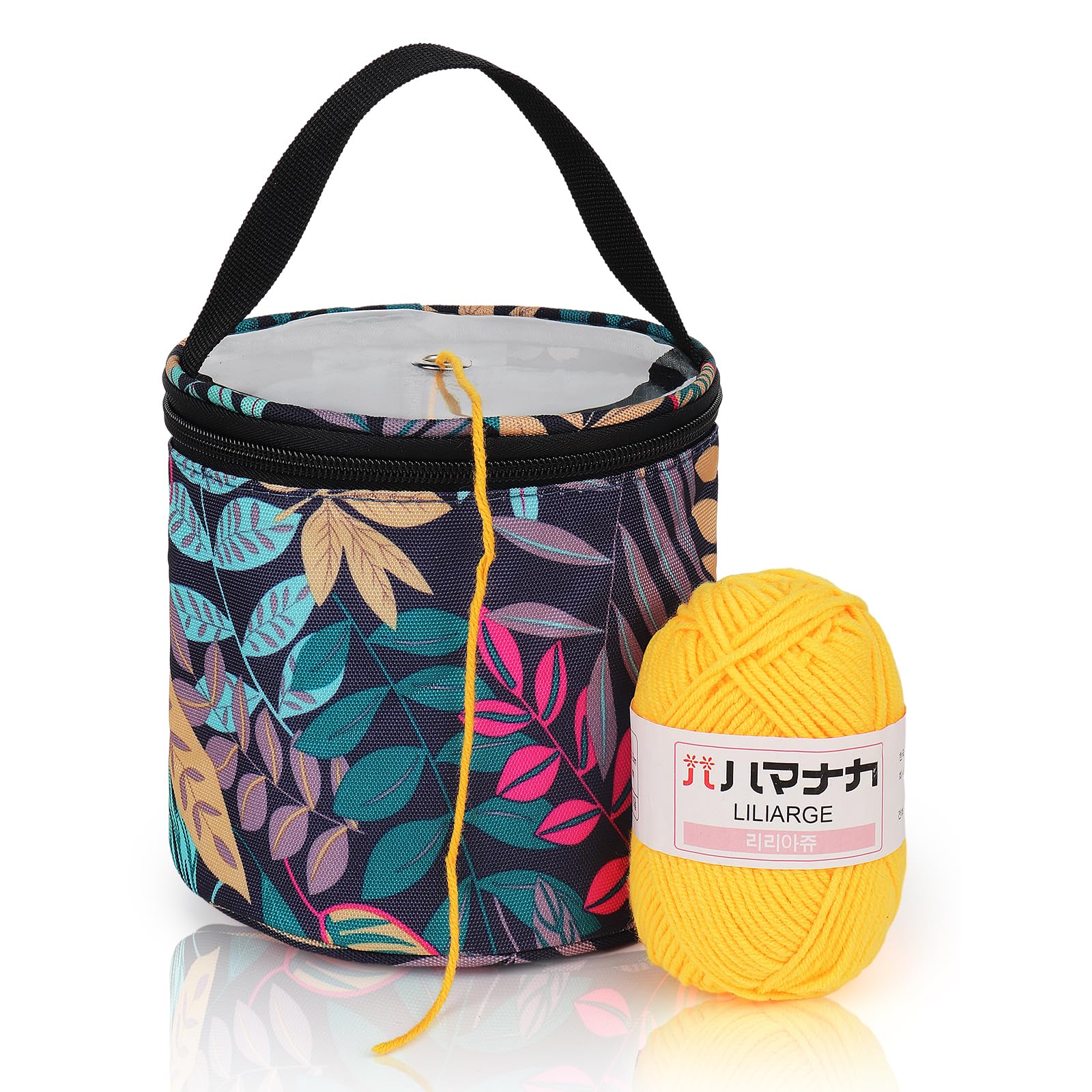 Coopay Breitas, Garen Opbergtas Wollen Houder, Travel Craft Tas voor Naalden, Wol en Accessoires, Gehaakte Projecttas met Zijvakken met Rits Zij, Organizer voor breiapparatuur, Waterdicht, Bos, Eén