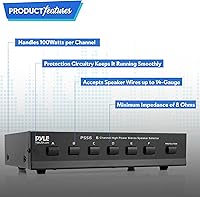 Vista 6 de PYLE PSS6 Home 6-Channel High Power Stereo Speaker Selector, Black