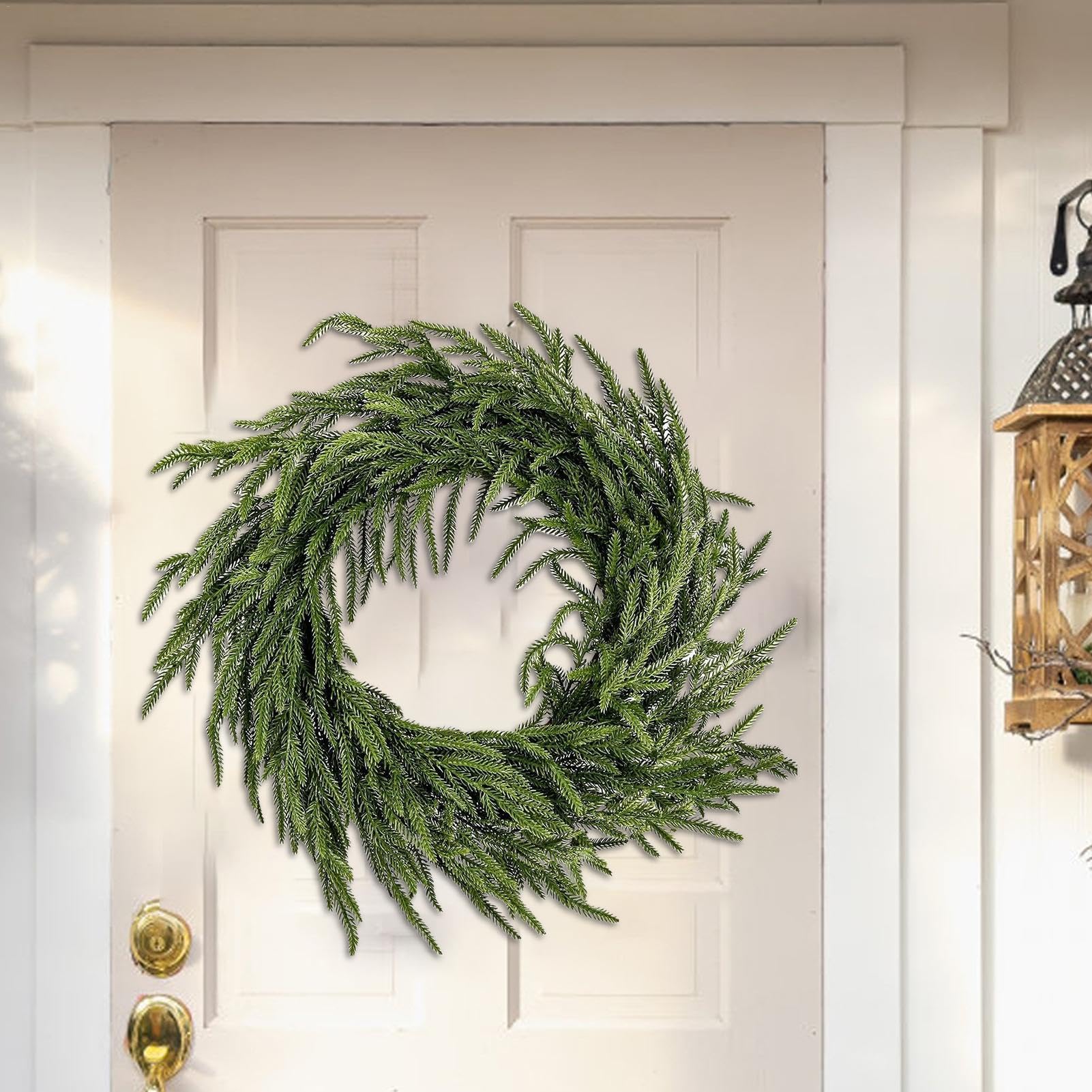 Corona Di Natale In Abete Artificiale, 45 Cm, Realistica E Durevole, Per Porta O Decorazione Invernale Interna/esterna