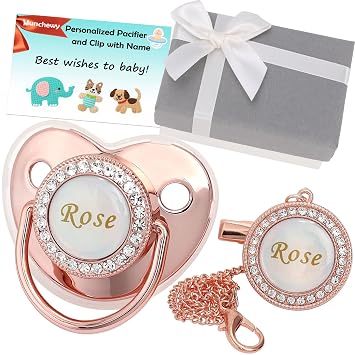 Personalized Pacifier with Name for Newborn Baby GirlsRose Gold