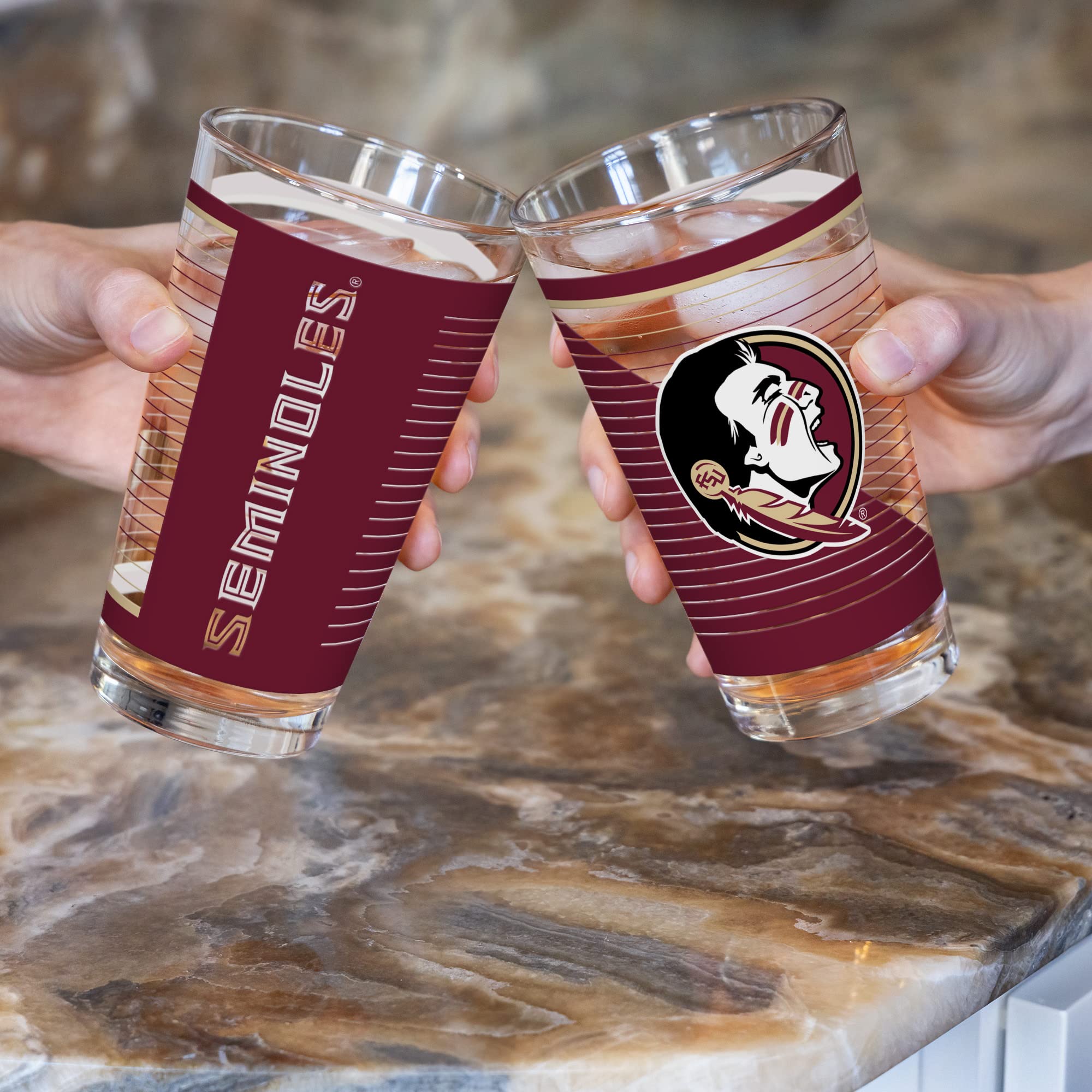 Rico Industries NCAA Florida State Seminoles Lot de 2 verres à pinte avec logo imprimé numériquement, pratiques et classiques, pour ventilateurs, passent au lave-vaisselle