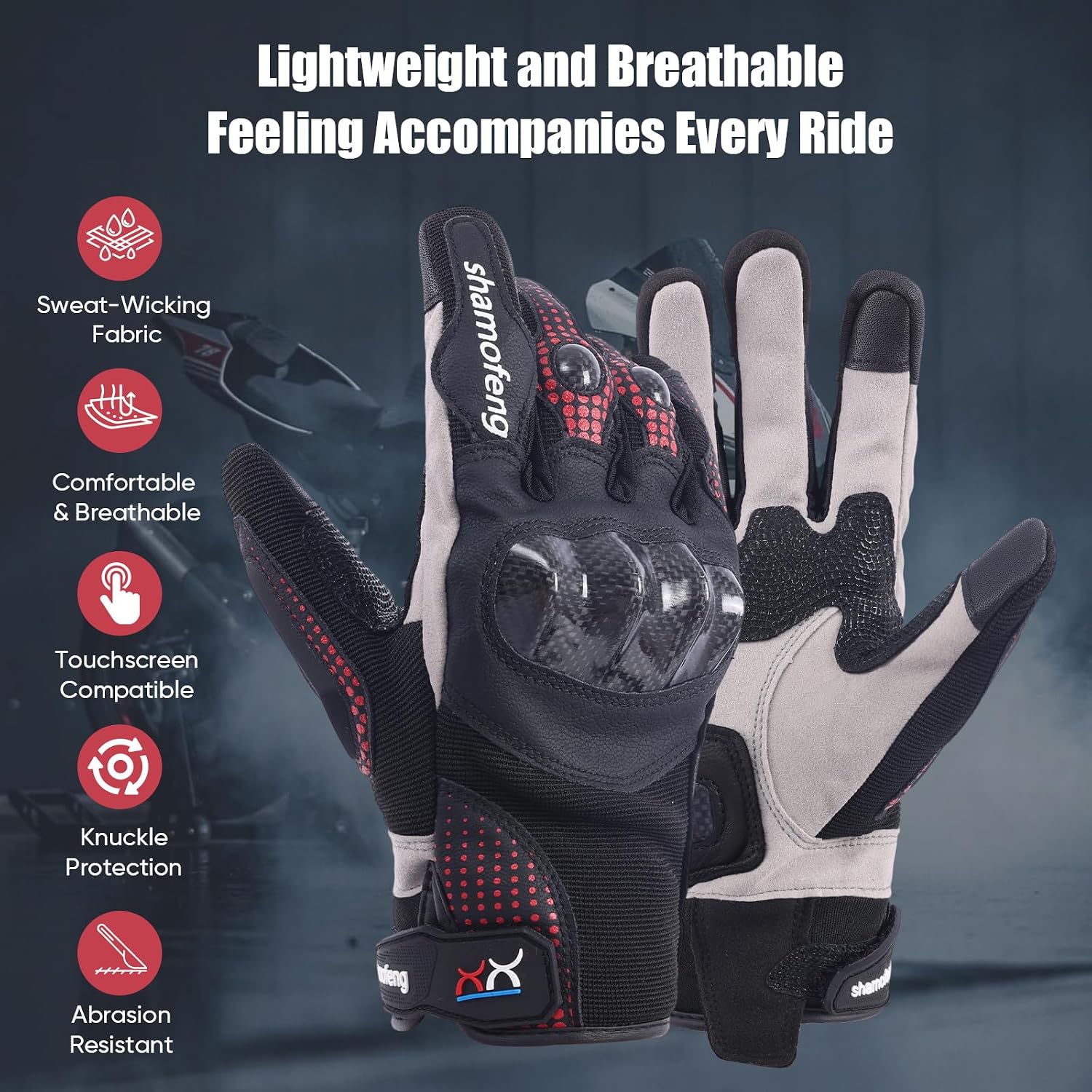 Motorcycle Gloves for Men and Women Touchscreen Protective for Riding Dirt Bike ATV