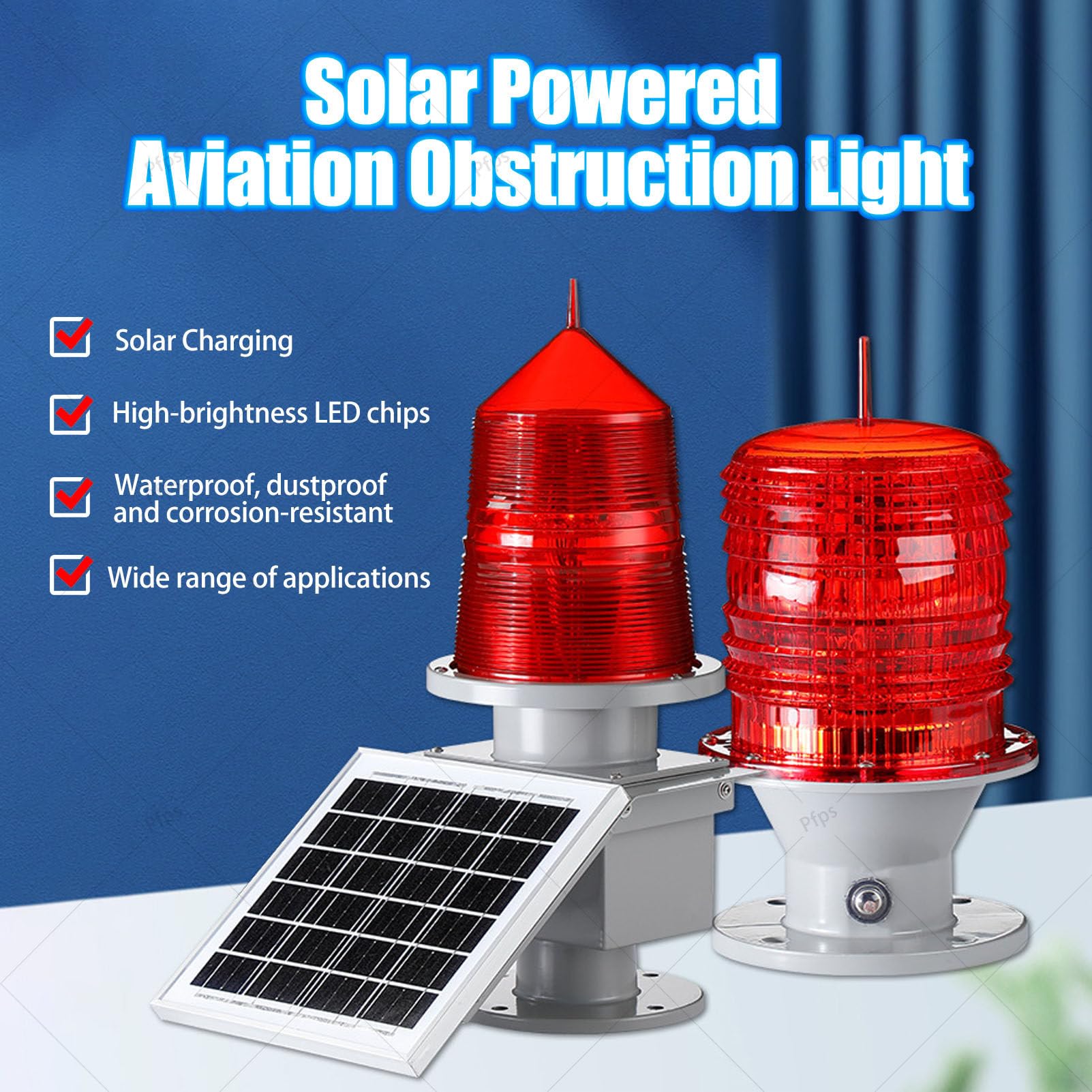 Luce di Segnalazione Ostacoli per L'aviazione a LED Solare da 15W, Luce Lampeggiante di Sicurezza con Accensione/Spegnimento Automatico, Lampada di Segnalazione a 360° per Gru Edili GZ122