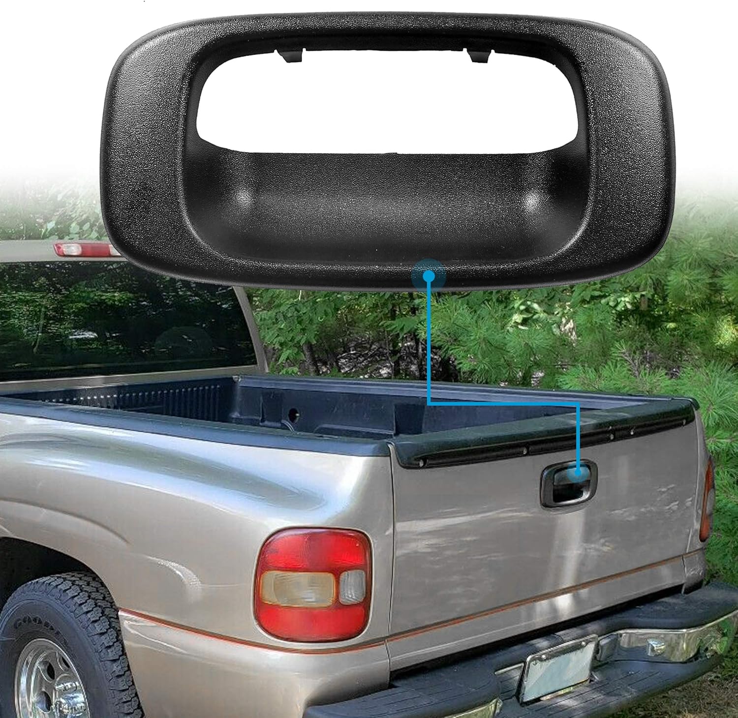 Chevy Silverado GMC Sierra Rear Back Latch Tailgate Handle Bezel Black 9907 SET Car & Truck
