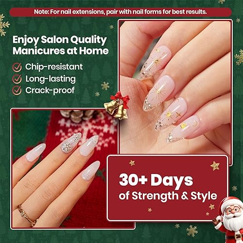 Miniatura 16 de Beetles Builder Gel de 0.5 onzas líquidas, gel fortalecedor 7 en 1 translúcido rosa nude, cepillo de extensión de uñas de gel UV en botella, no se