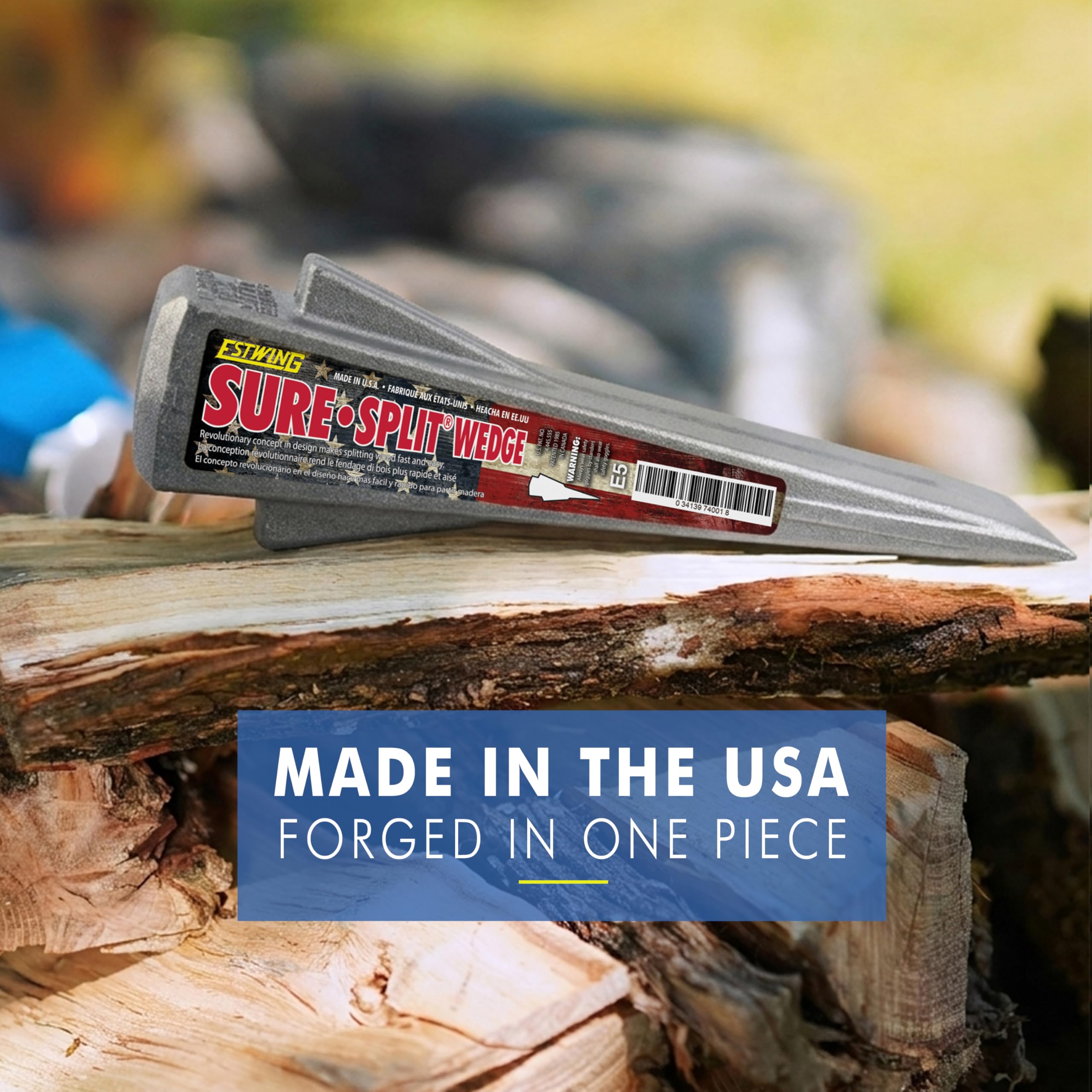 ESTWING Sure Split Wedge - 5-Pound Wood Splitting Tool with Forged Steel Construction & 1-7/8" Cutting Edge - E-5