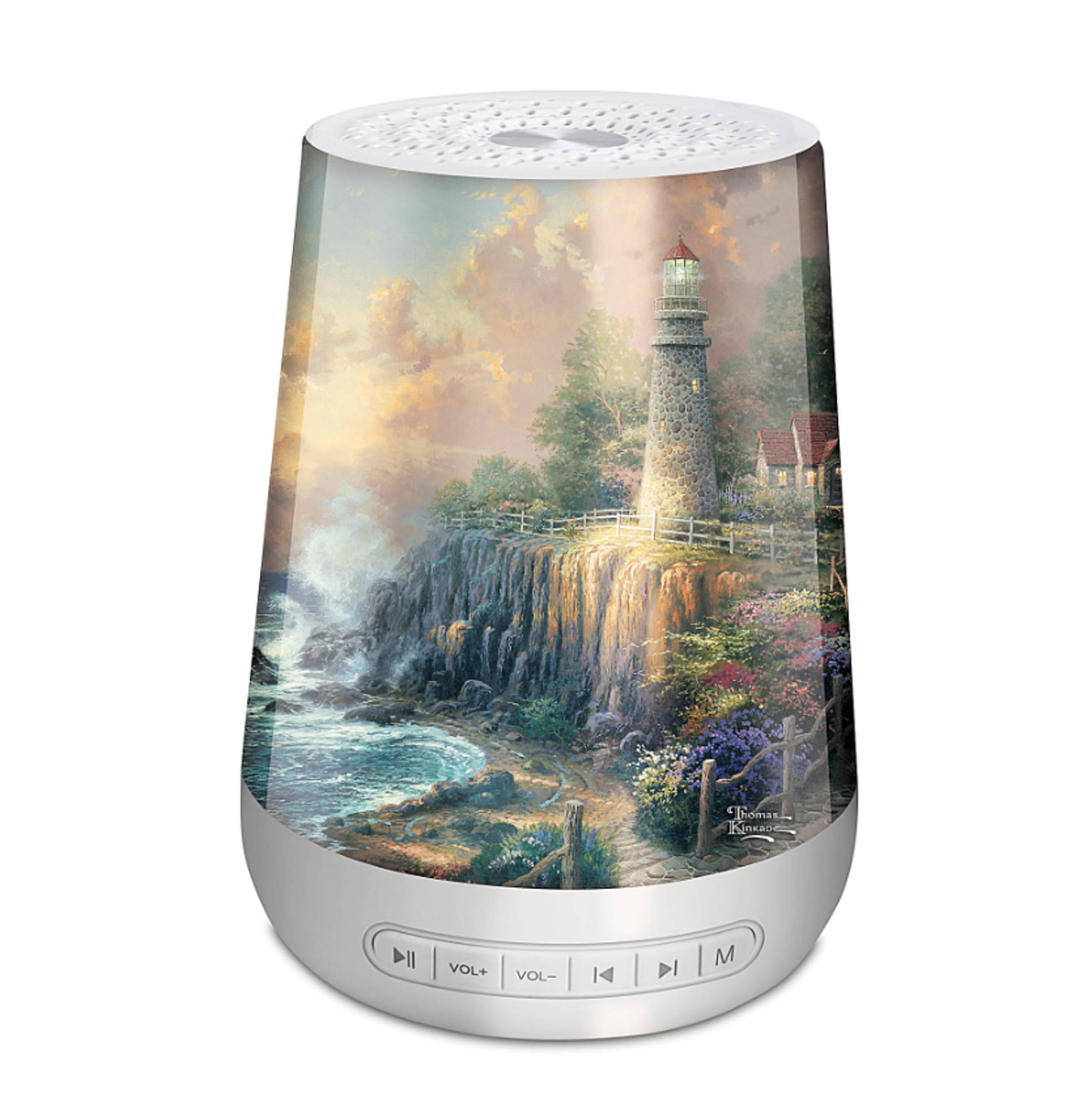 The Bradford Exchange Thomas Kinkade Lighthouse Sleep Sound Machine, 24 Sounds, 6 Light Colors, USB Rechargeable