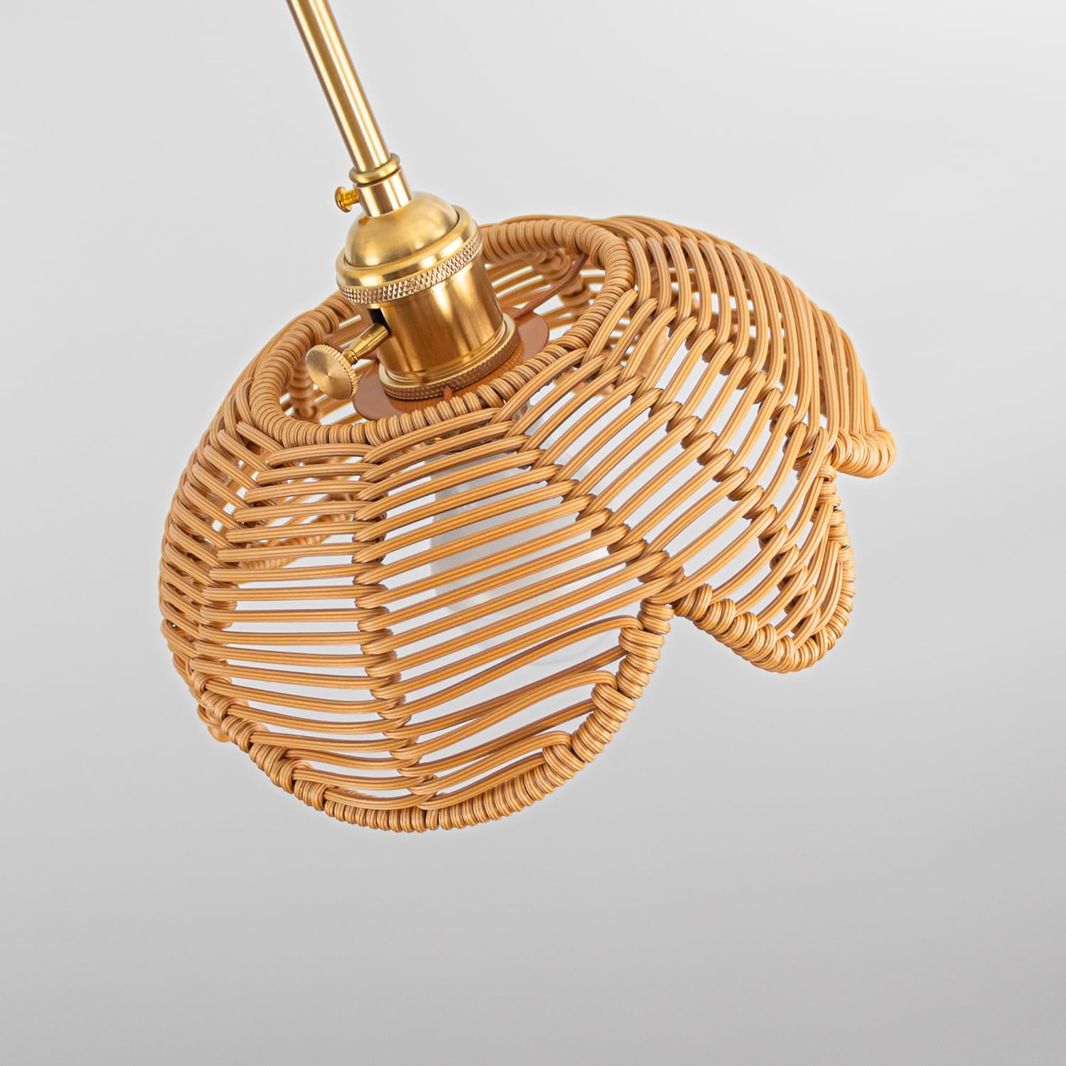 Dimmable H Type Track Lighting Brass Finished Remote Control Pole Copper Track Mounted Pendants Track Mount Nordic Twine Braiding Shade Decorate for Kitchen Low Ceiling 12 inches