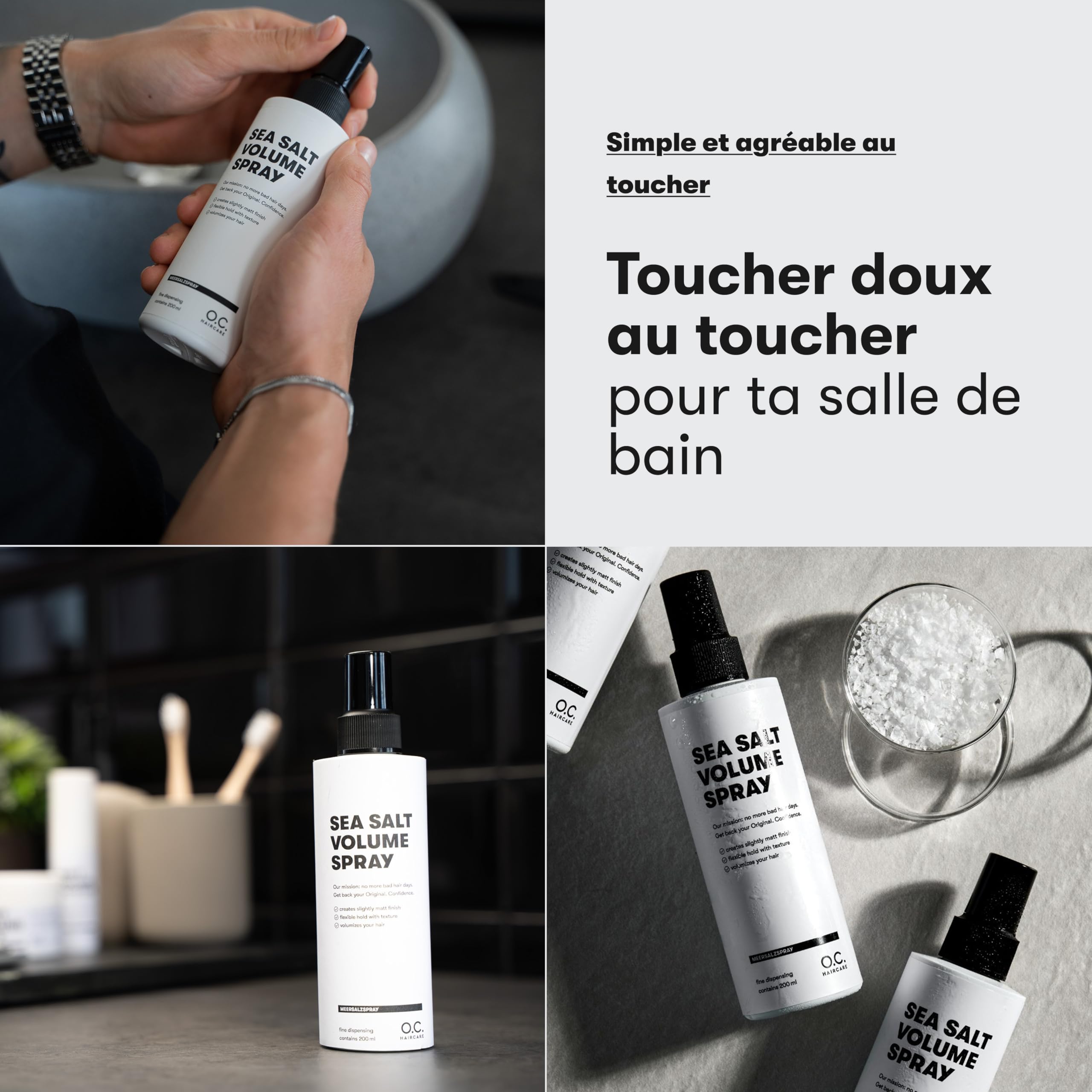 O.C. Haircare Sea Salt Spray - 200 ml - Spray au sel de mer pour cheveux - Booster de volume pour une sensation de cheveux plus complète avec une forte tenue - 100% végétalien et fabriqué en