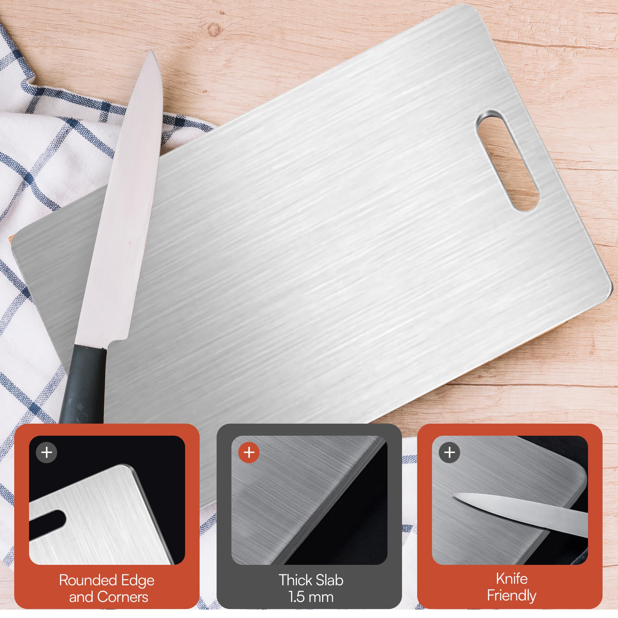 Tablas Cortar Cocina Antibacteriana Titanio Pack Grande Pequeña