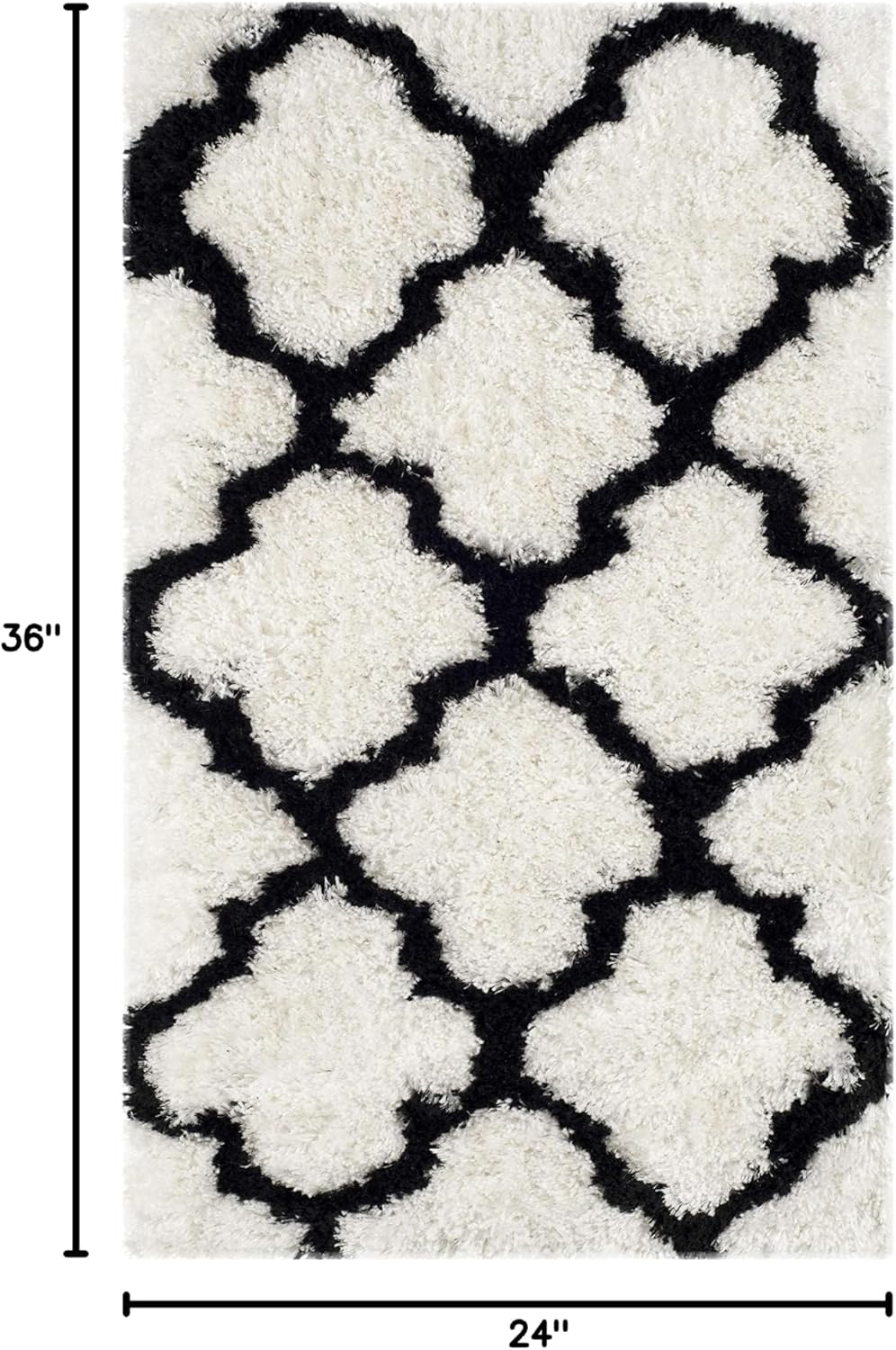 SAFAVIEH Barcelona Shag Collection 2' x 3' Ivory / Black BSG319C Handmade Trellis 1.75-inch Thick Accent Rug