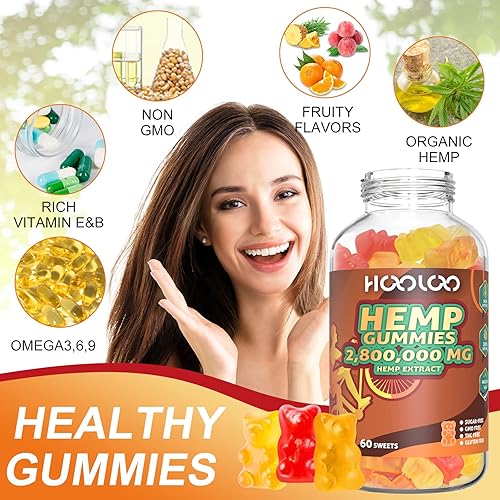 Miniatura 7 de HOOLOO 2800000 gomitas de cáñamo afrutado de alta potencia para relajarse estrés ansiedad mejor sueño y estado de ánimo tranquilo sin azúcar
