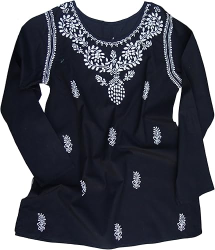 Blusa Kurti de algodón bordada a mano