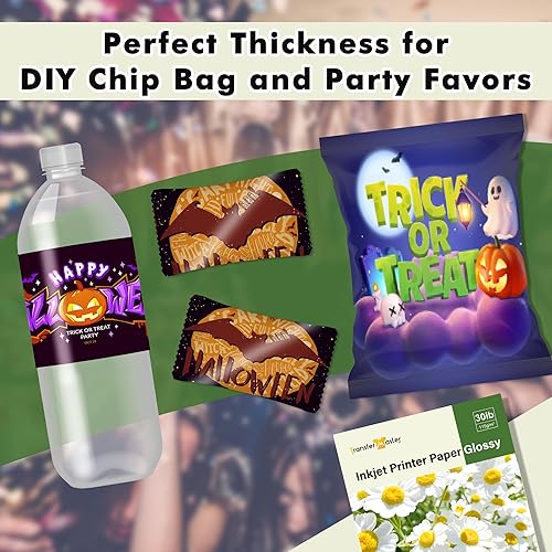 Miniatura 5 de Papel fotográfico de inyección de tinta fino brillante de 8.5 x 11 pulgadas, 30 libras para bolsas de chips de bricolaje, volantes, fotos, 4.06