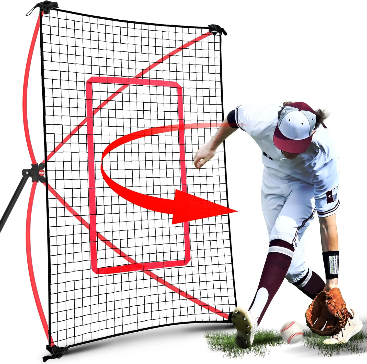 Baseball Kids Training Net Pitch Back, Fielding Practice