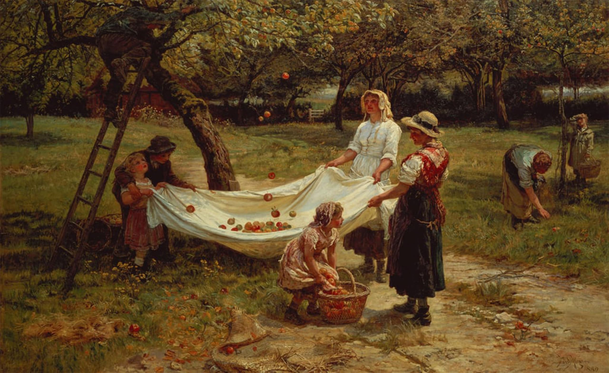 SERENDIPITP Vintage Picture Print on Canvas Wall Art Poster the Fruit Gatherers by Frederick Artwork Print Poster for Wall Decor 60x90cm