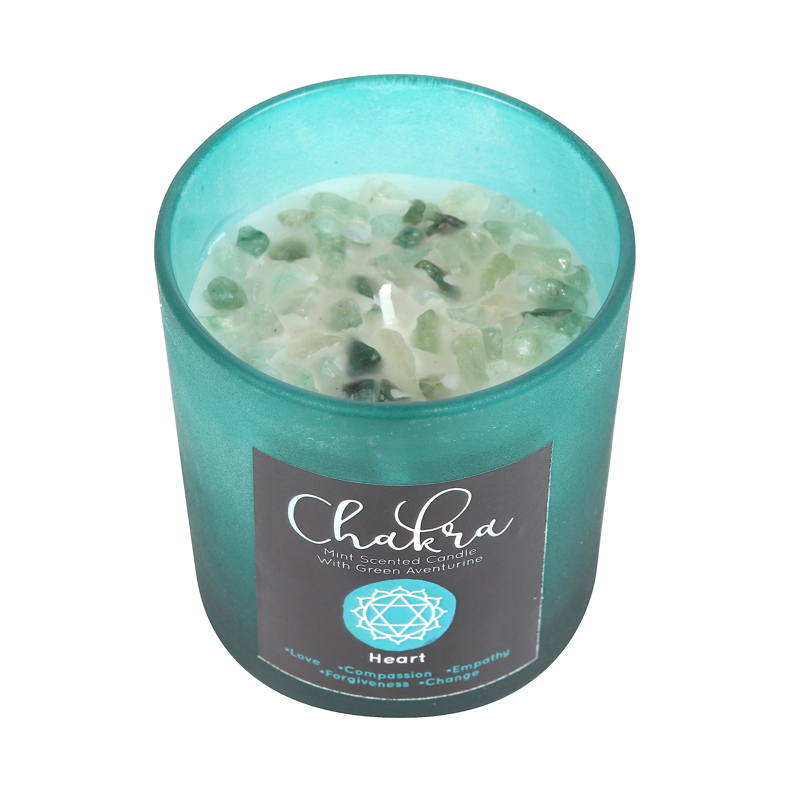 Heart Chakra Mint Crystal Chip Candle. Healing Spiritual Candle Gift For Her