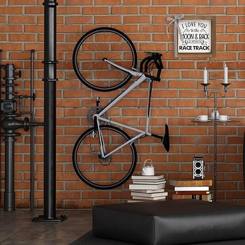 Miniatura 5 de Decoración de pared con temática de automóvil de 6 x 6 pulgadas, con texto en inglés "I Love You To The Moon And Back And All Around The Race