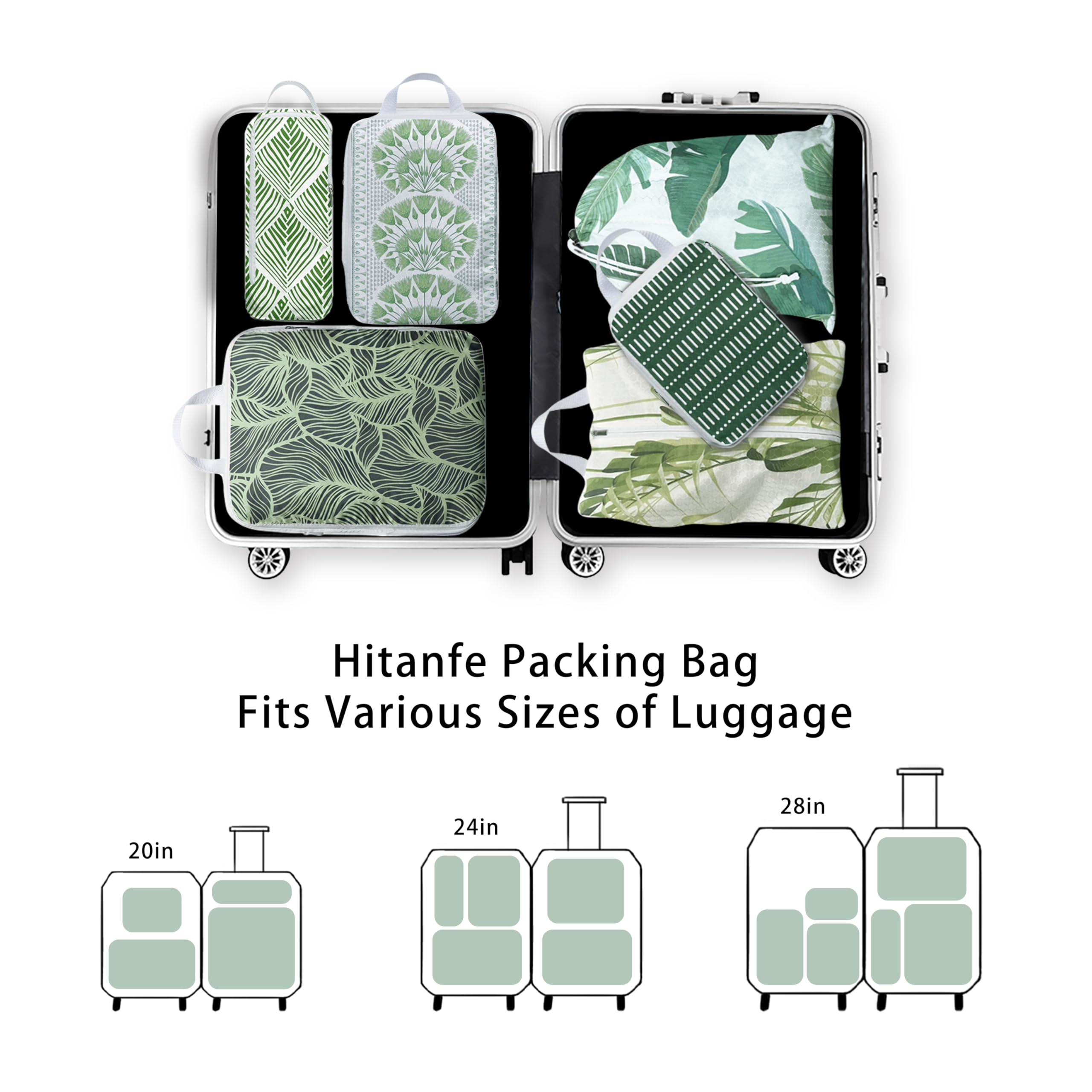 6 cubi per imballaggio a compressione, cubi da viaggio, set di borse organizer per bagagli impermeabili, graziosi cubi da imballaggio per donne e bambini
