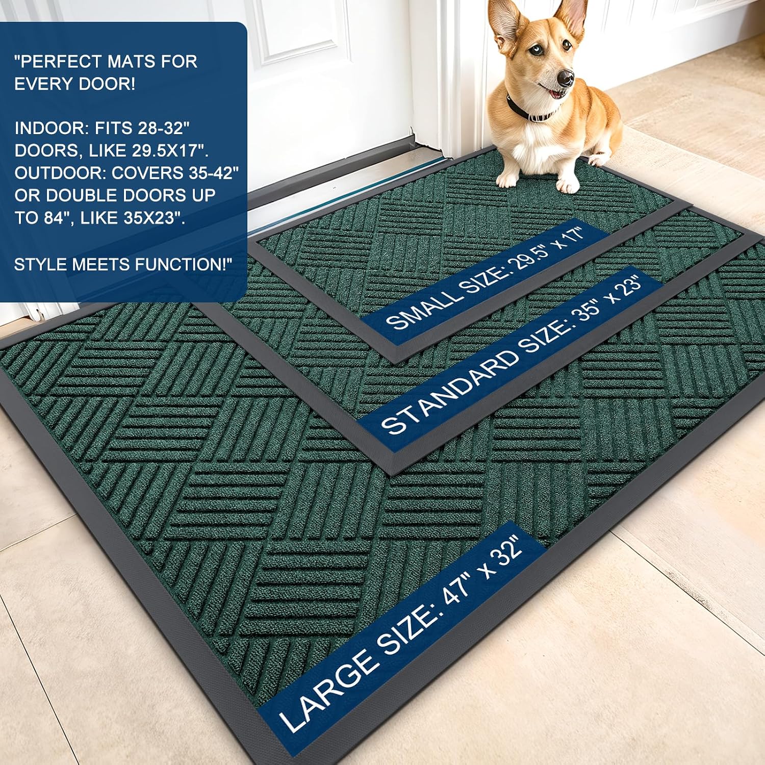 Front Door Mat Outside Entrance, Waterproof Heavy-Duty Doormat thumbnail