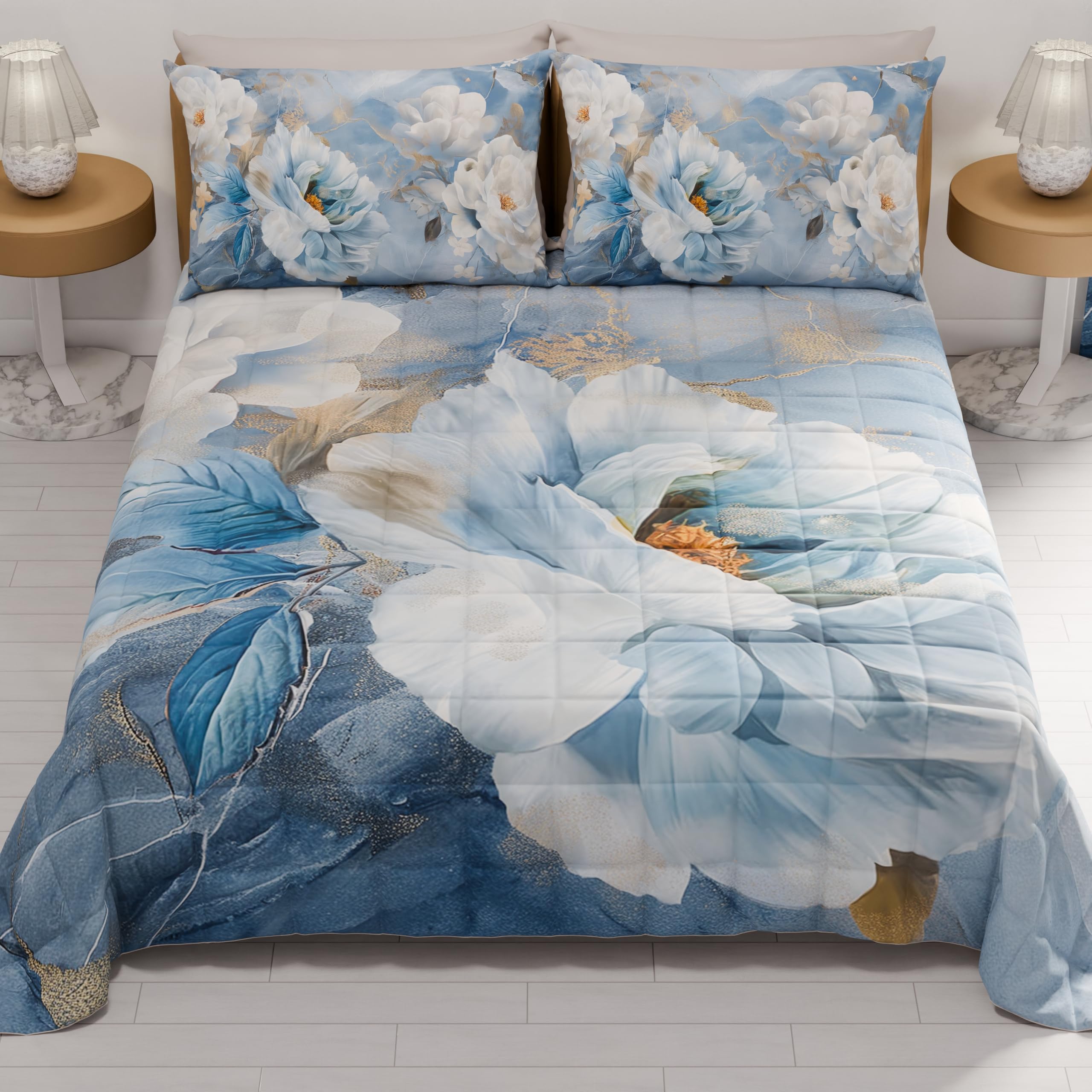 Couette légère pour lit double et fraîcheur printanière fleurie