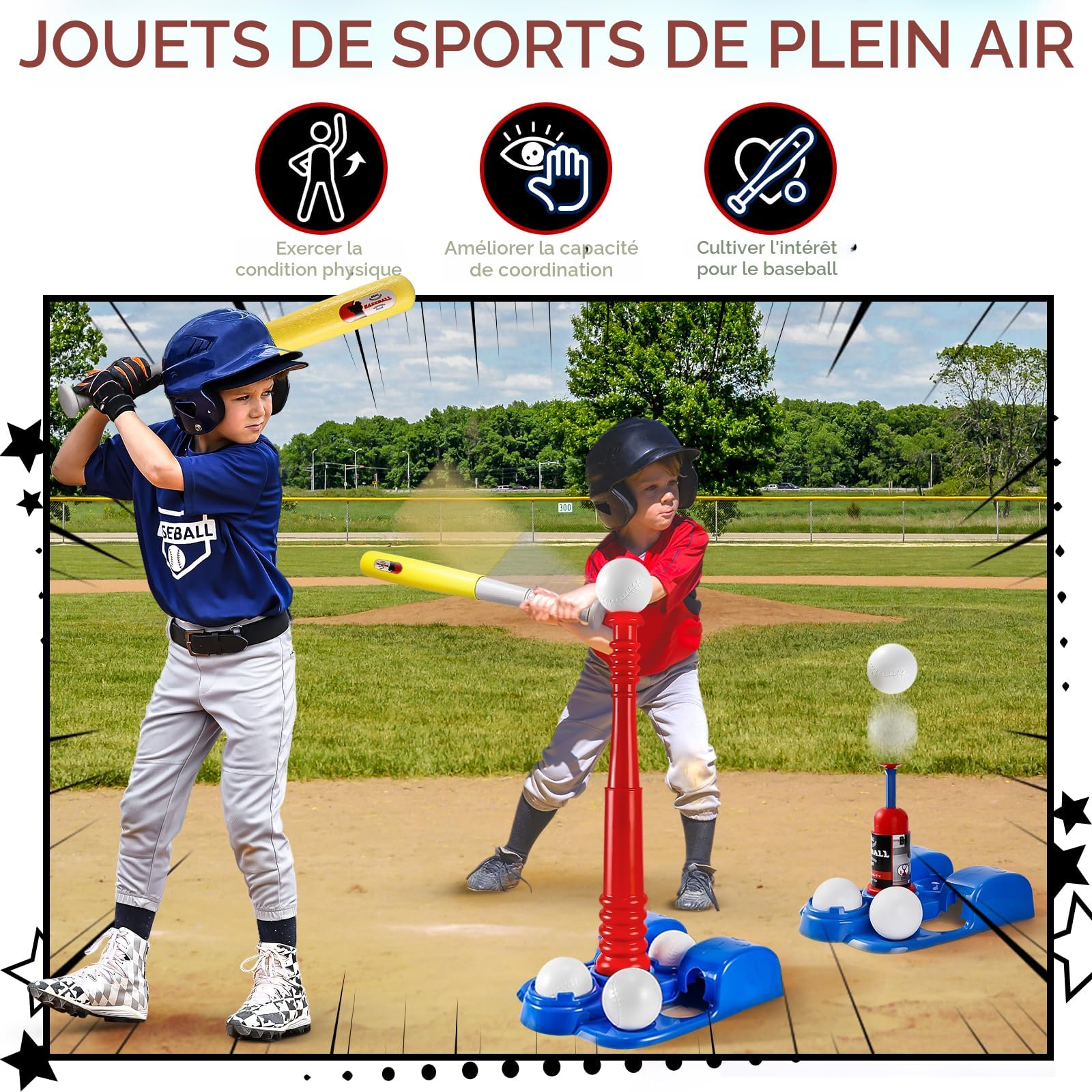 Batte de baseball pour enfants avec balle Kit de baseball