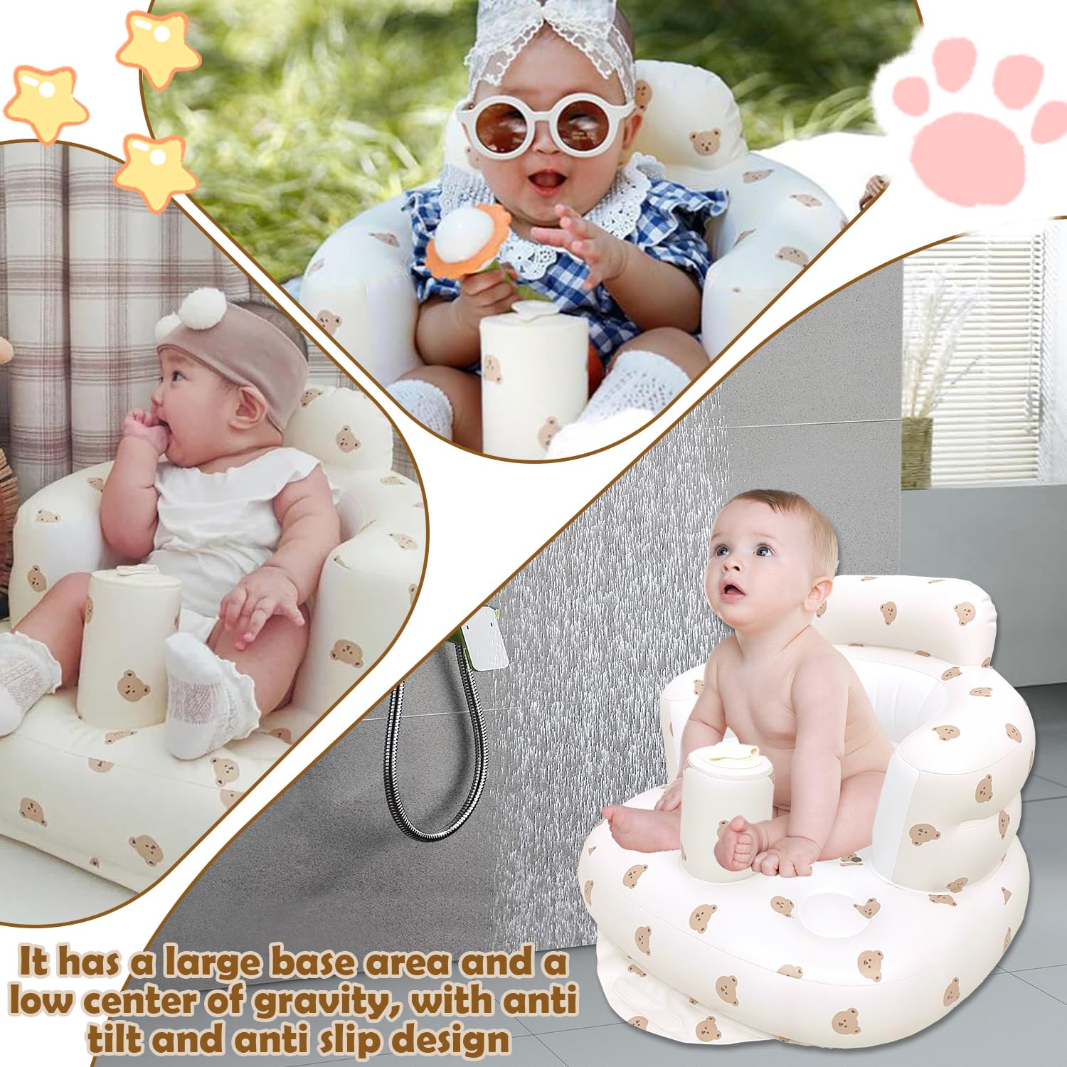 Siège Gonflable Bébé Portable Chaise d'Entraînement 3 Mois+