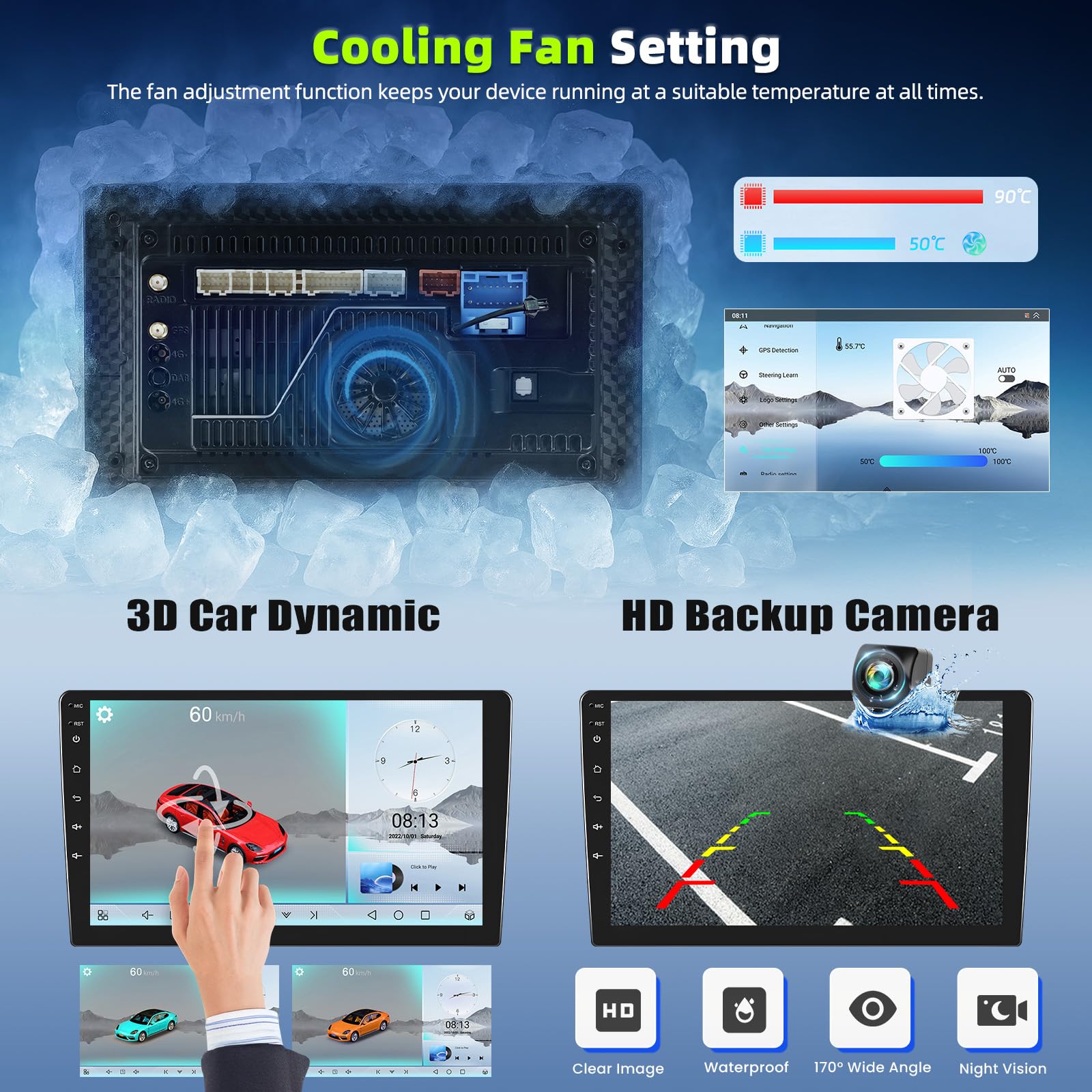8 core Qualcomm Android 15 Autoradio per Ford Transit 2009-2016/Ford Focus 2005-2008 con Carplay Android Auto ,9" Touchscreen con BT GPS WiFi FM/RDS DSP 3D Car Model Showcase + telecamera posteriore e