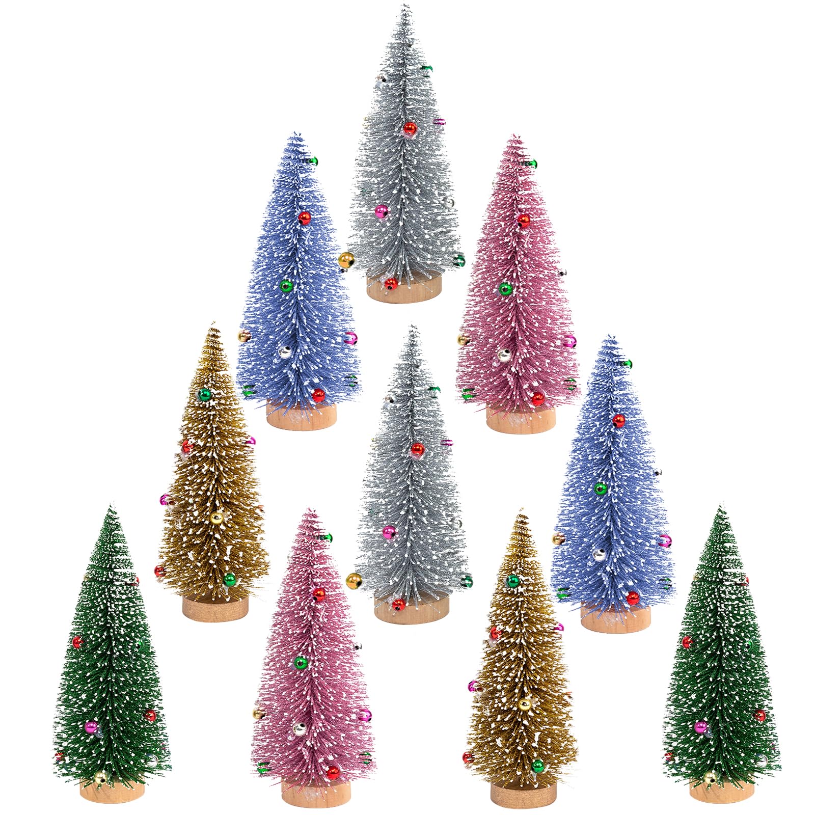 KUUQA 36 Pz Mini Sisal Neve Gelo Alberi Di Natale Bottiglia Spazzola Alberi In Plastica Inverno Neve Ornamenti Alberi Da Tavolo con Buon Natale Lettere per Festa Di Natale Casa Modelli Di