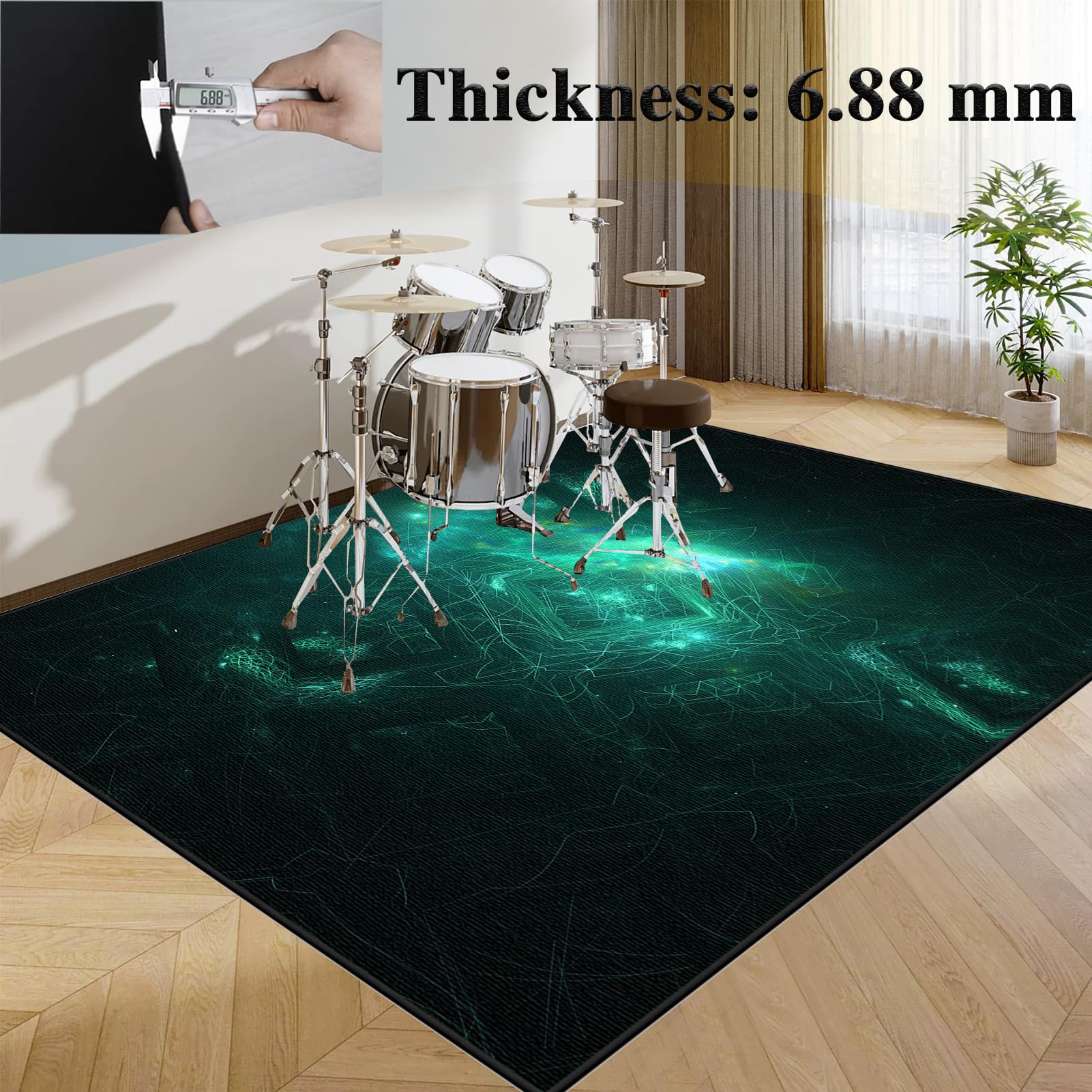 160 x 140 cm Mata akustyczna do perkusji - Mata perkusyjna i perkusyjna - dźwiękoszczelna mata bębnowa - bęben Jazz Elektroniczna mata perkusyjna do Kasjer i innych instrumentów