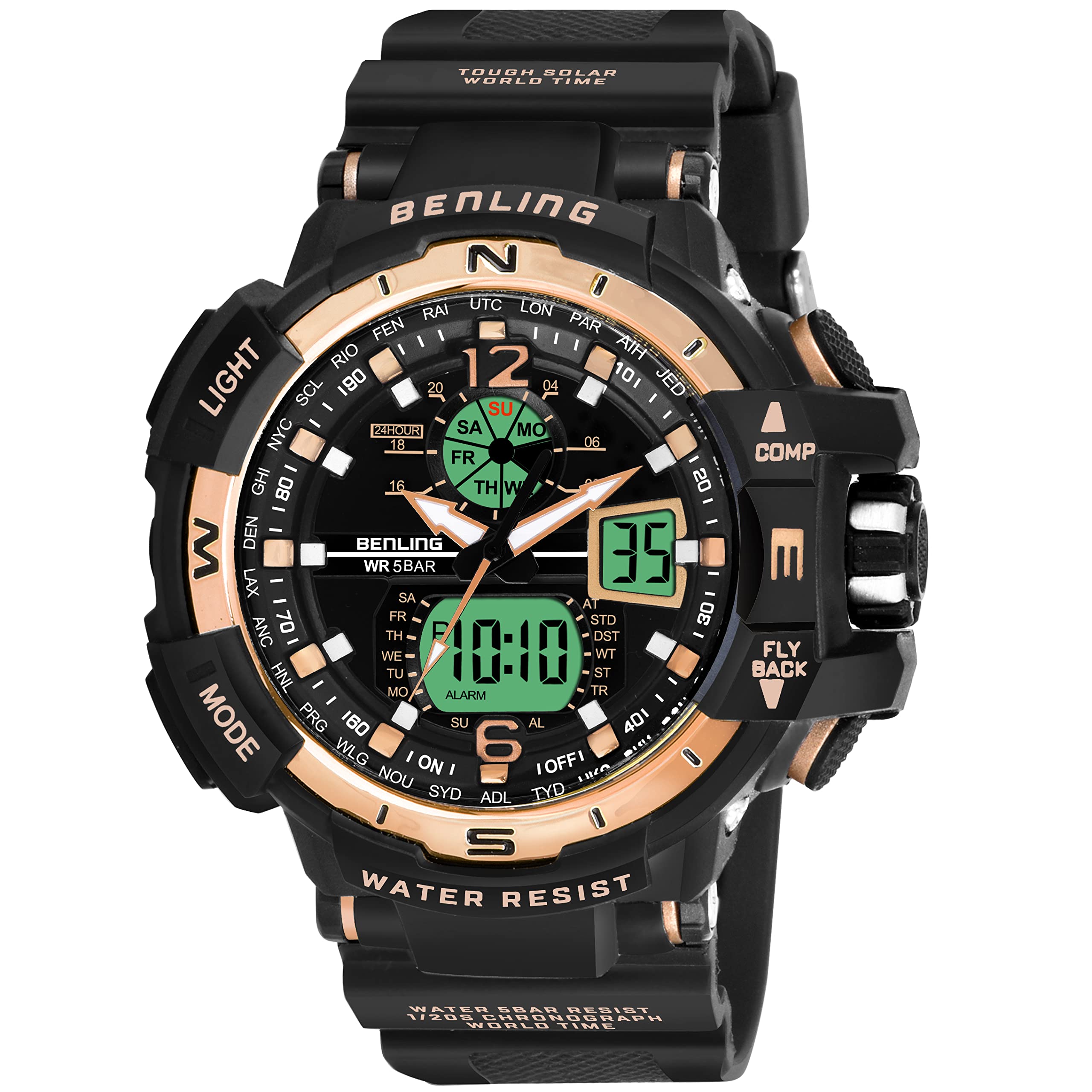 Benling 6003 Analog Digital Multifunctional Sports Watch for Boys Mens, Shock-Resistant, Alarm, Stopwatch, Water-Resistant Upto 30 Meters - Peach (B0BRP4545V) Amazon Price History, Amazon Price Tracker