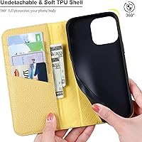 Vista 2 de VISOUL Pebbled - Funda de piel auténtica para iPhone 15 Pro Max con tarjetero y función atril magnético para iPhone 15 Pro Max (6.7 pulgadas)