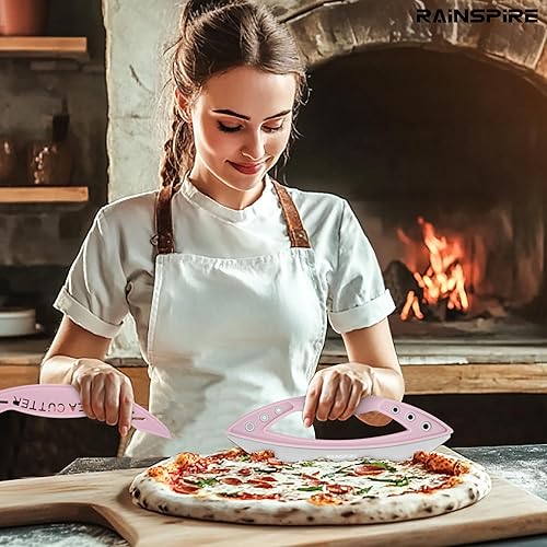Miniatura 6 de Rainspire Cortador de pizza de 12 pulgadas, hoja basculante de acero inoxidable para pizza con tapa, cuchillo de pizza de hoja afilada, apto