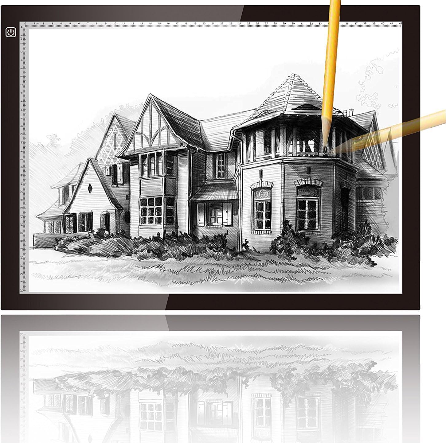 Super Thin A3 Light Box USB Power LED Drawing Copy Tracing Light Box Track Light with Brightness Adjustable, Painting Tattoo Sketch Animation Photograph Designed for The Artist (UK 3-pin Plug)