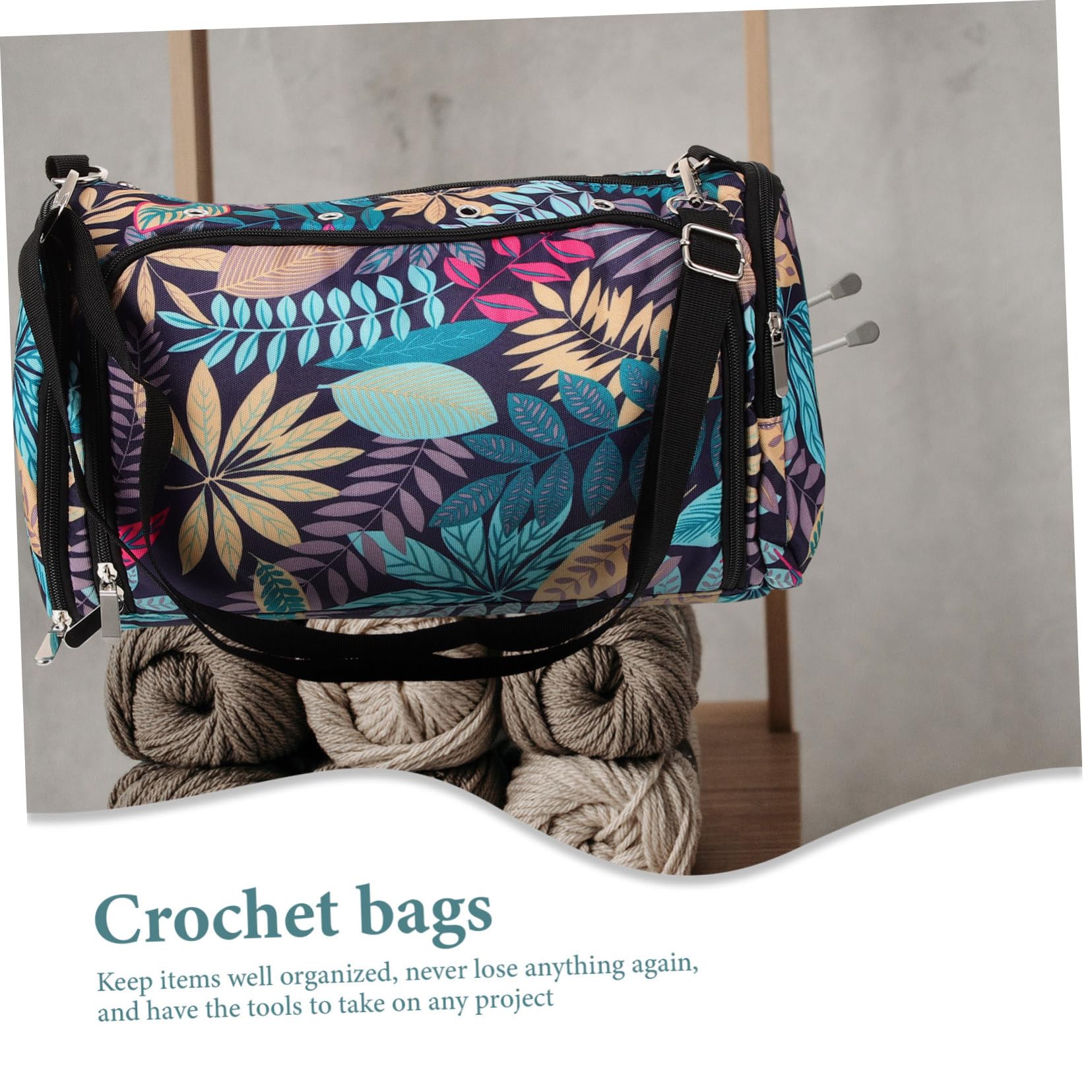Bolsa de Almacenamiento para Ganchillos de Crochet Resistente de Oxford Organizador Portátil para Agujas de Tejer y Costura Práctico Estuche Multiusos para Manualidades y Labores