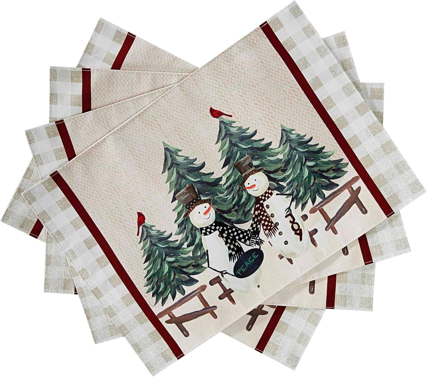 Avanti Linens - Placemats, Winter Inspired Tabletop Accessories, Christmas Decorations, Set of 4 (Country Snowman Collection)