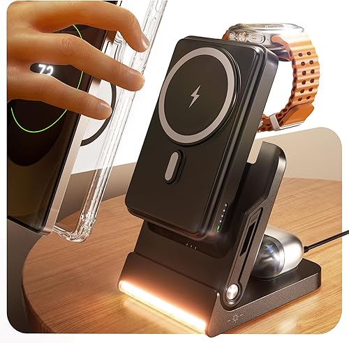 Estación de carga plegable para Samsung, cargador inalámbrico magnético 5 en 1, 10000 mAh, banco de energía portátil, mesita de noche, compatible