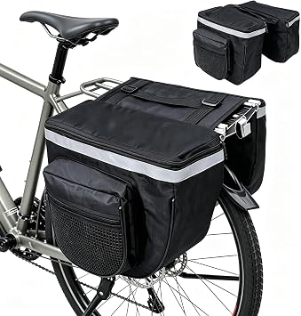 Bike Panniers 25L, Saddle Bags for Bicycle Waterproof Bicycle Commuting Pannier Mountain Road Bike Rack Rear Seat Tail Carrier Trunk Double Pannier Bag