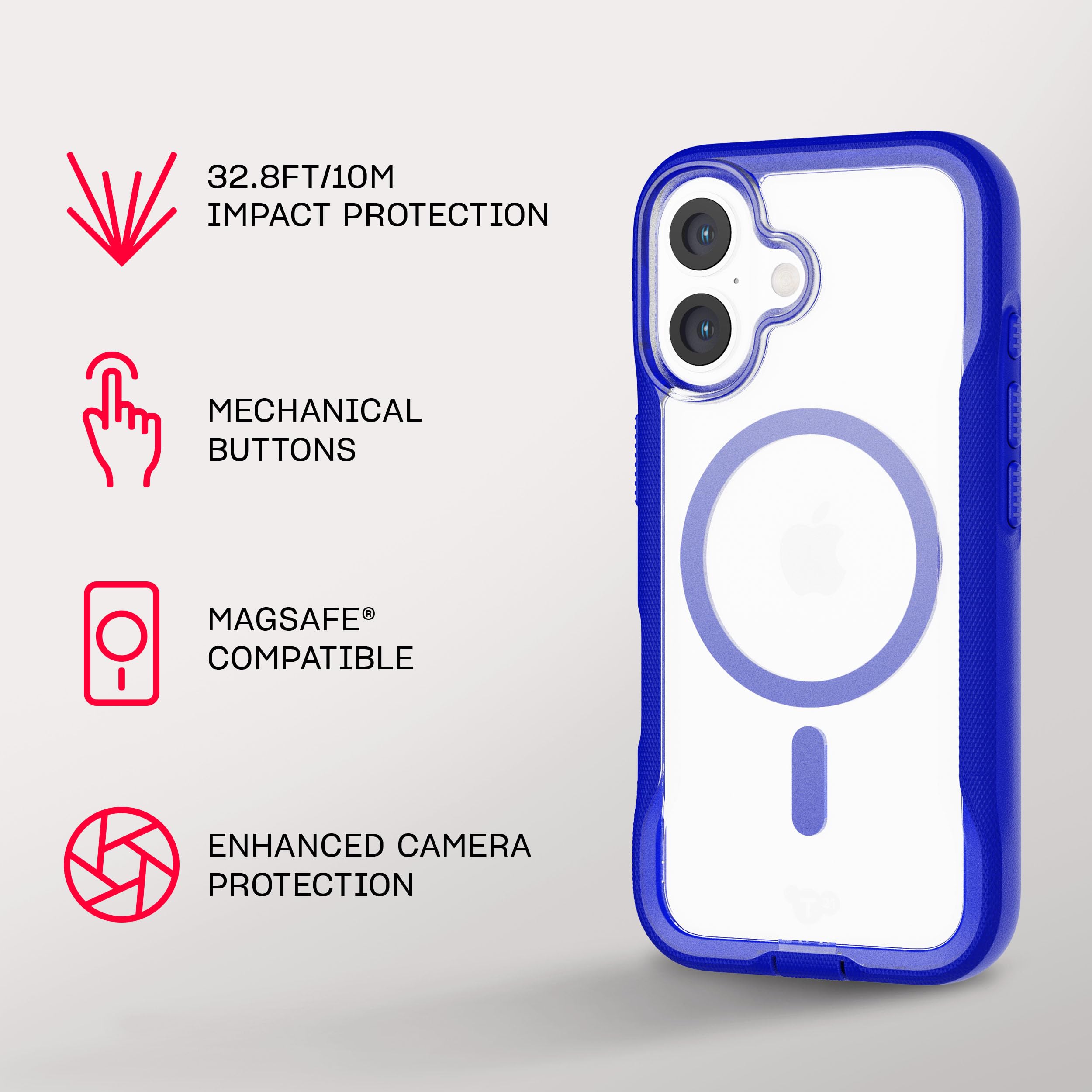 Tech21 EvoPro for iPhone 16 Compatible with MagSafe - Impact Protection Case 21x Military Standard Tested - in Clear/Blue - Image 4