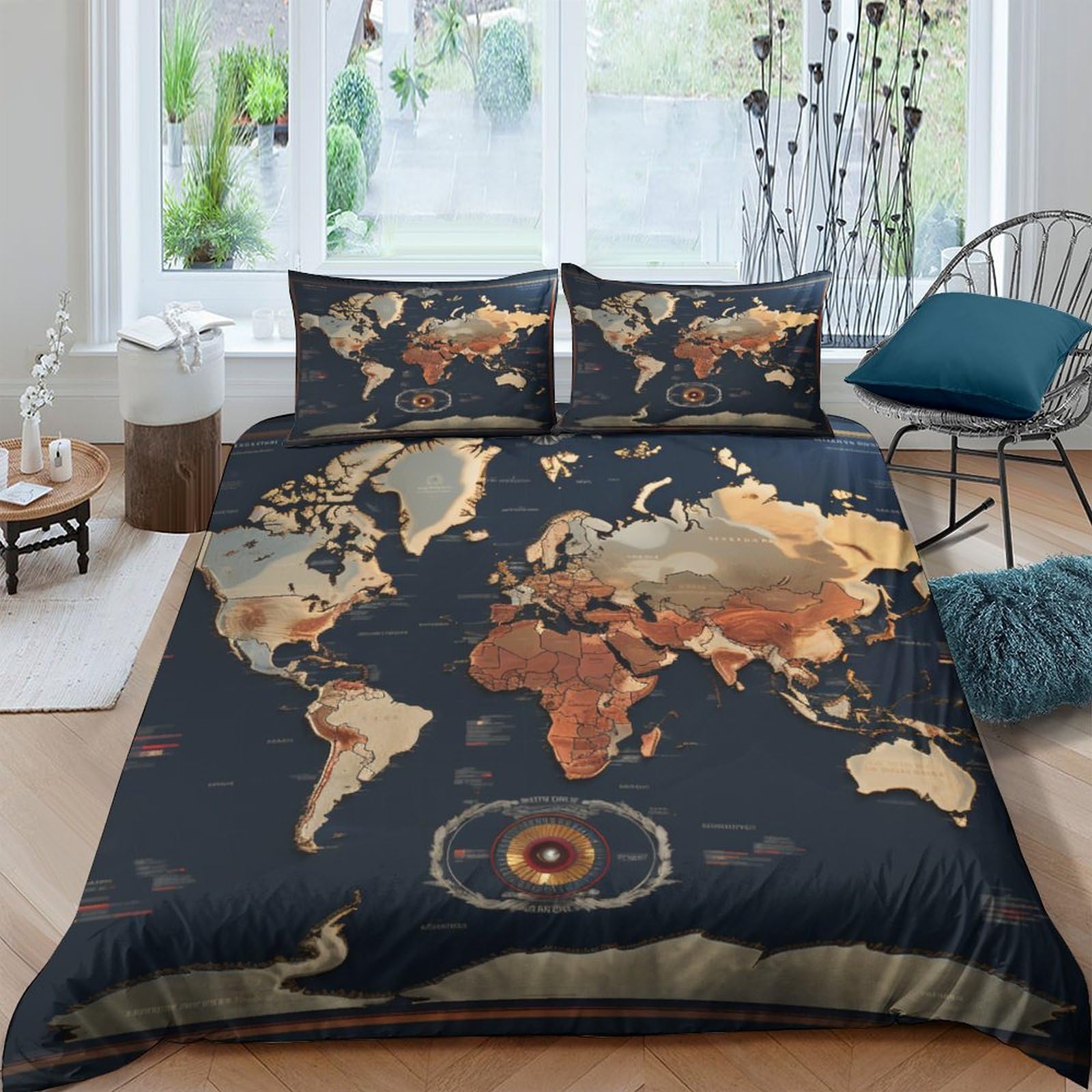 Carte Literie Housse de Couette Anti-Pli Parure Lit Double 200x200