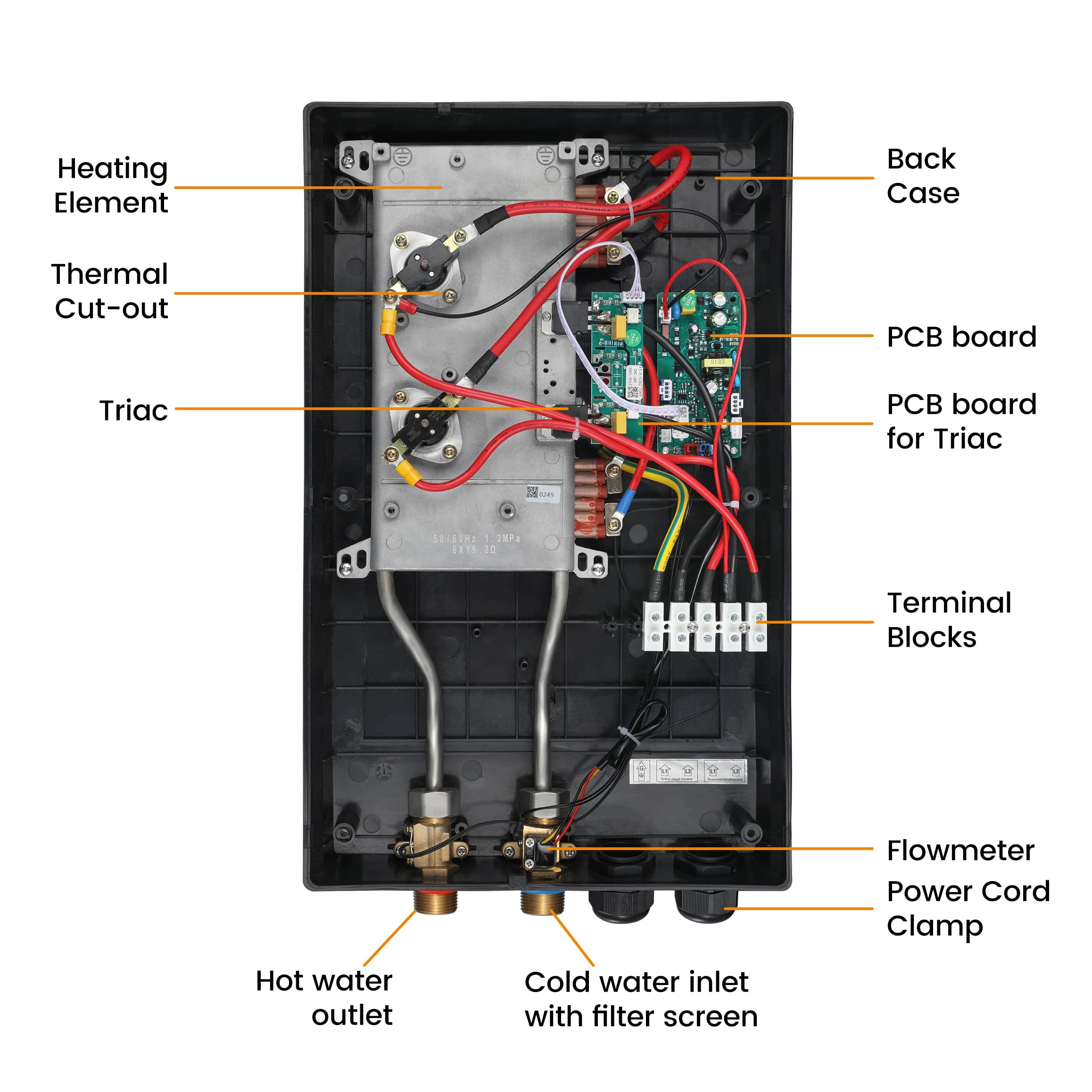 WINTMP Scaldabagno elettrico senza serbatoio 18 kW 240 V su richiesta Scaldabagno istantaneo senza fine, autoregolante, visualizzazione LED della temperatura, doccia residenziale in tutta la casa,