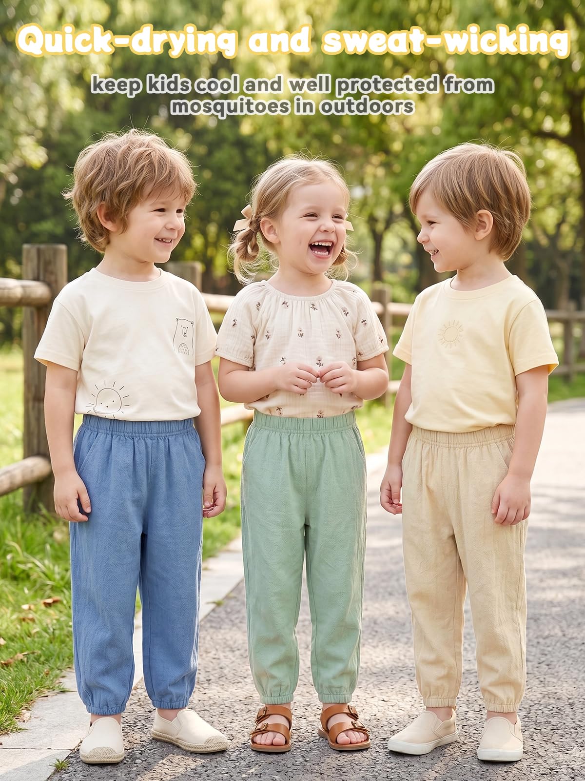 Miipat Pantalon de Bébé Fille 3 Pièces Pantalon Long Décontracté pour Garçon Doux pour L'été avec Taille Élastique Pantalons Unisexe pour Enfant en Bas Âge